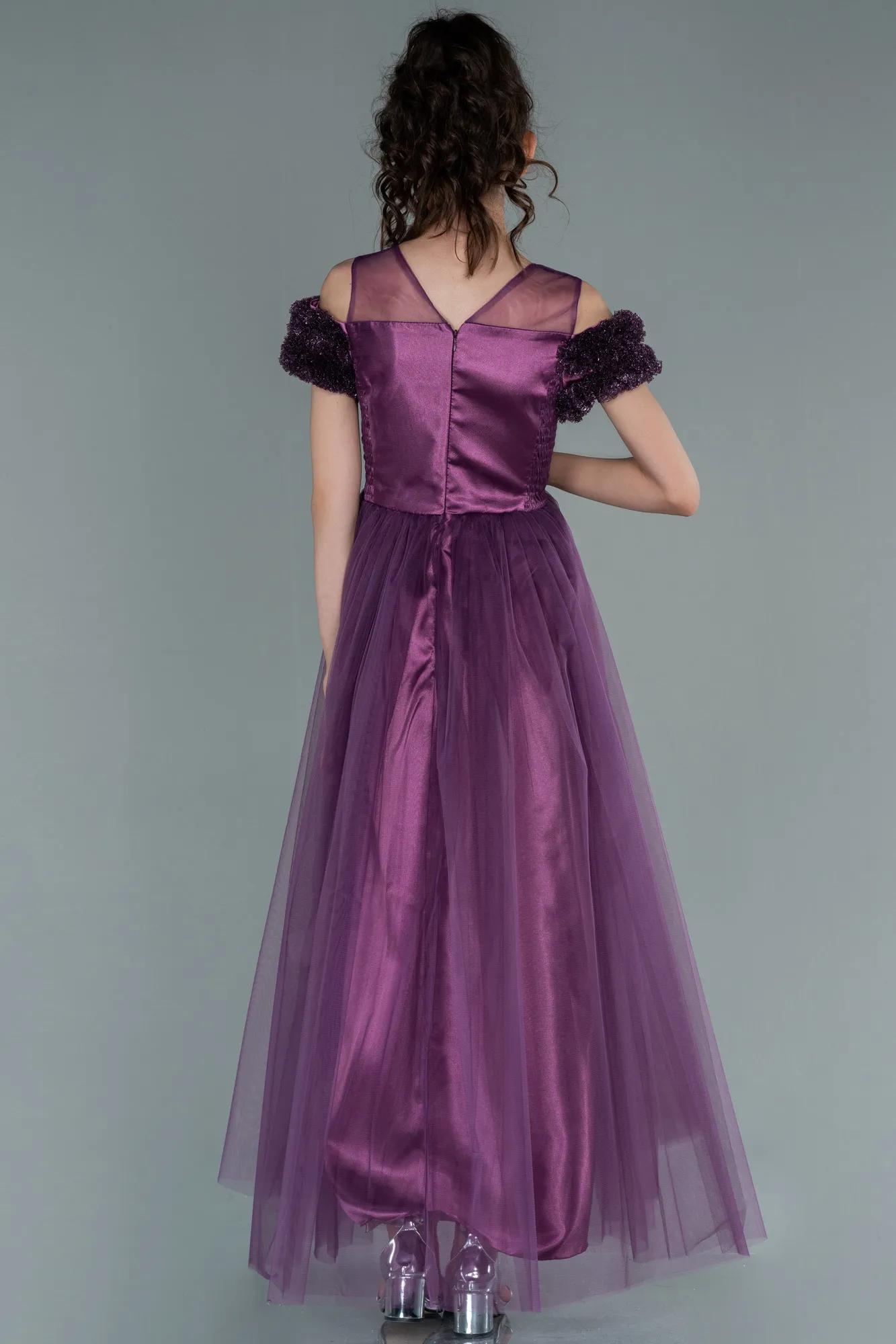 Purple-Long Girl Dress ABU2446