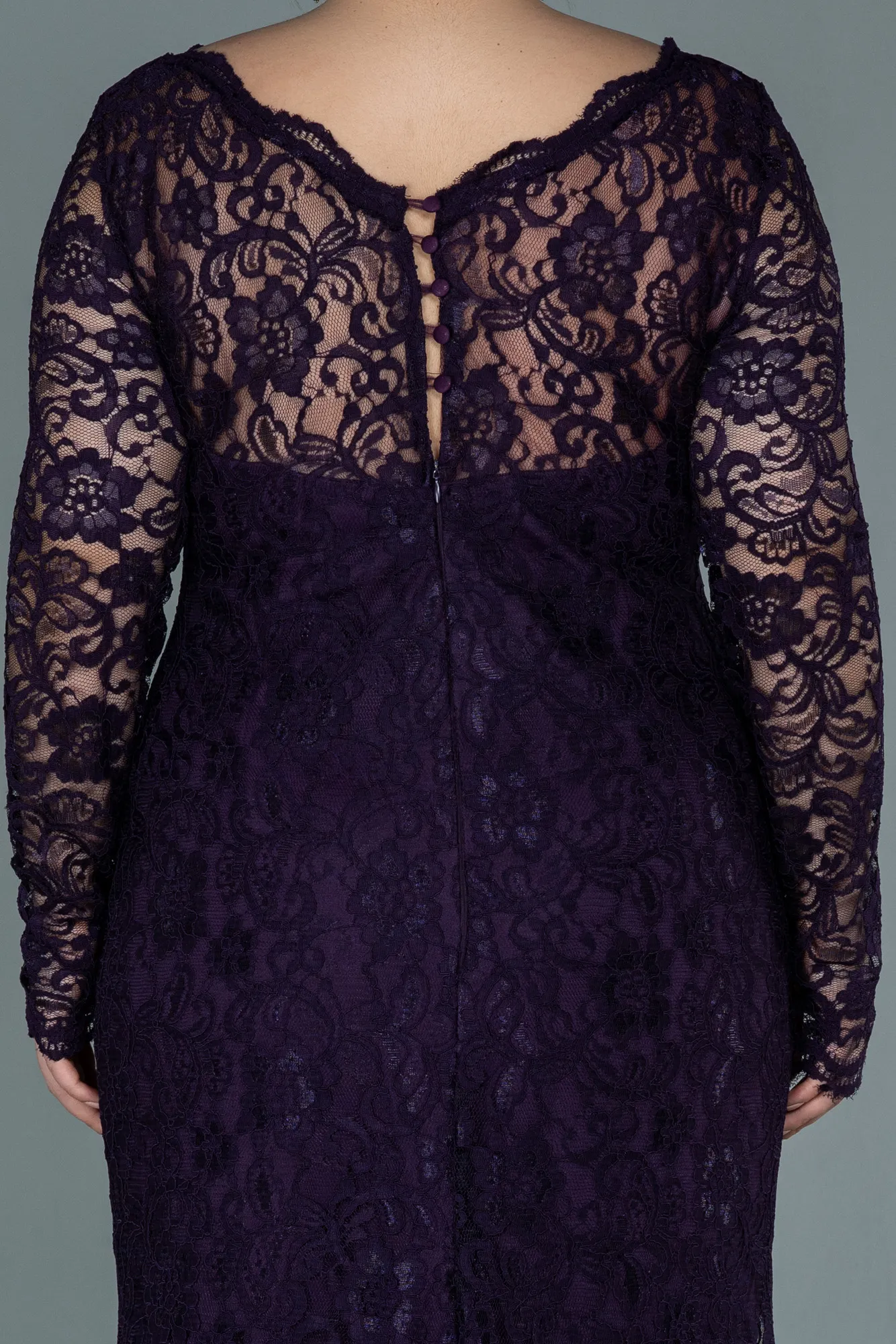 Purple-Long Laced Oversized Evening Dress ABU1574