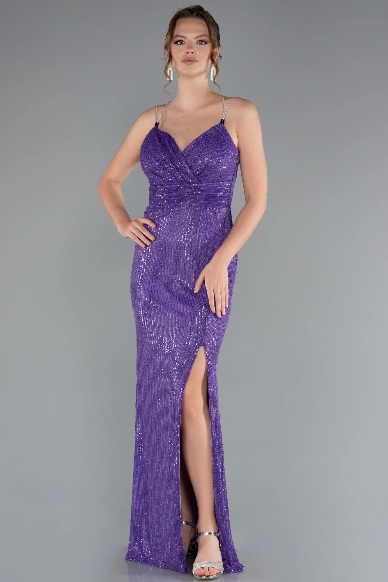 Purple-Long Mermaid Evening Gown ABU3768