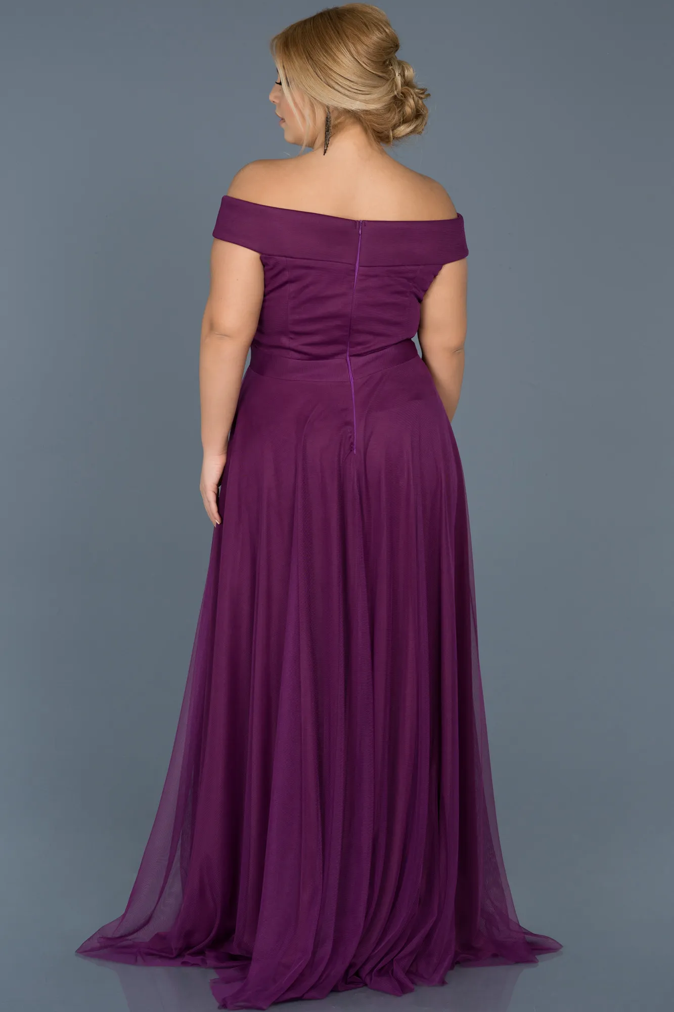 Purple-Long Oversized Evening Dress ABU020