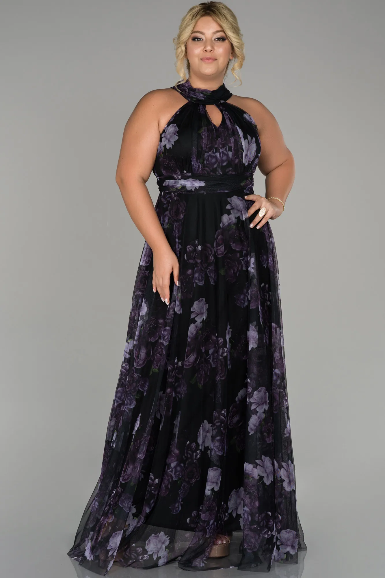 Purple-Long Oversized Evening Dress ABU1447