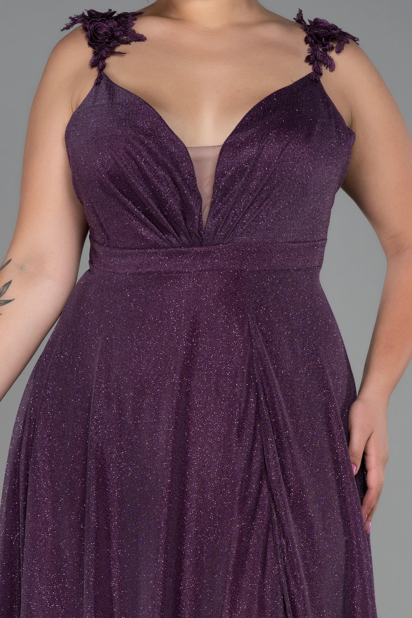 Purple-Long Oversized Evening Dress ABU3174