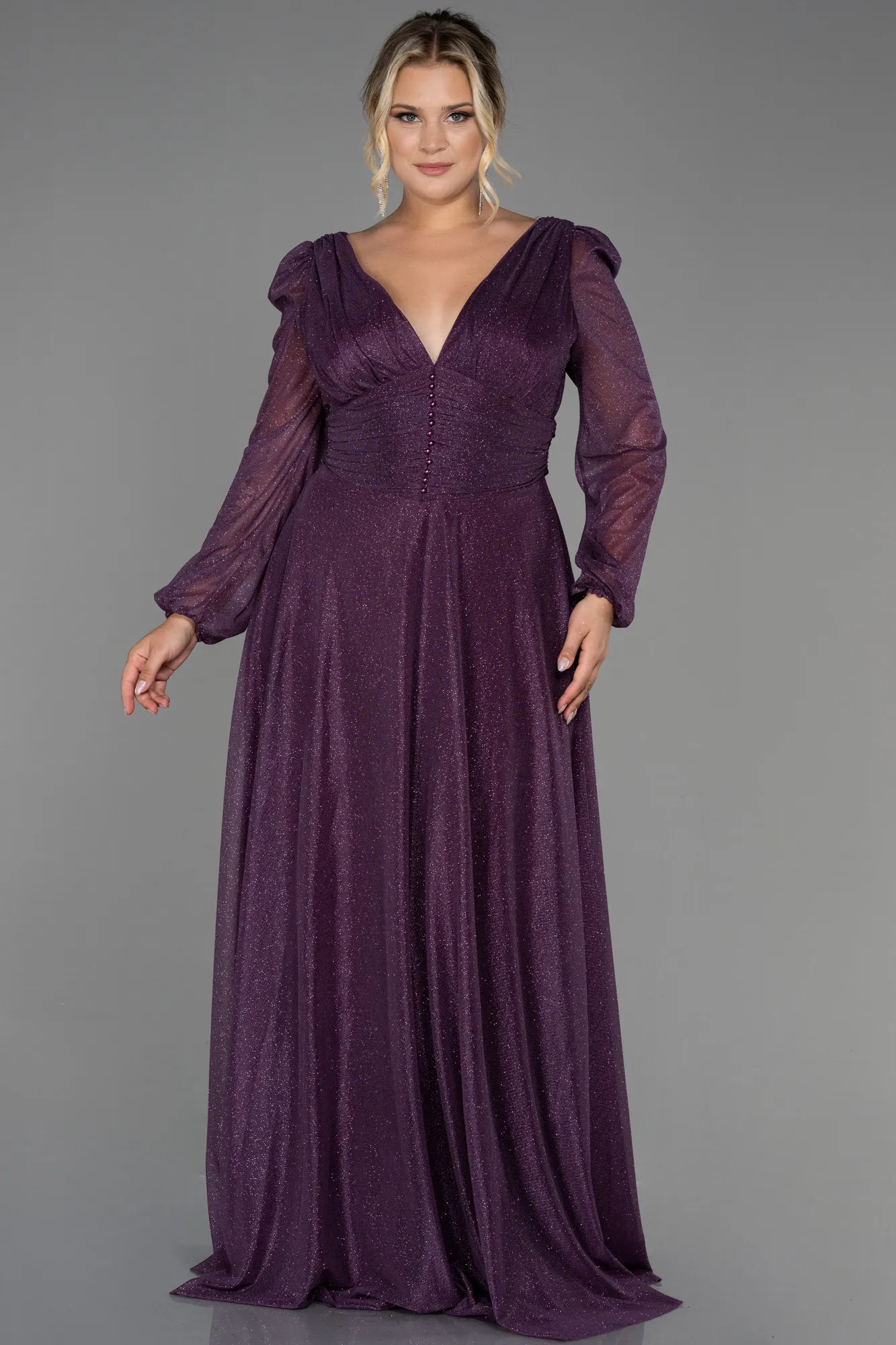 Purple-Long Oversized Evening Dress ABU3218
