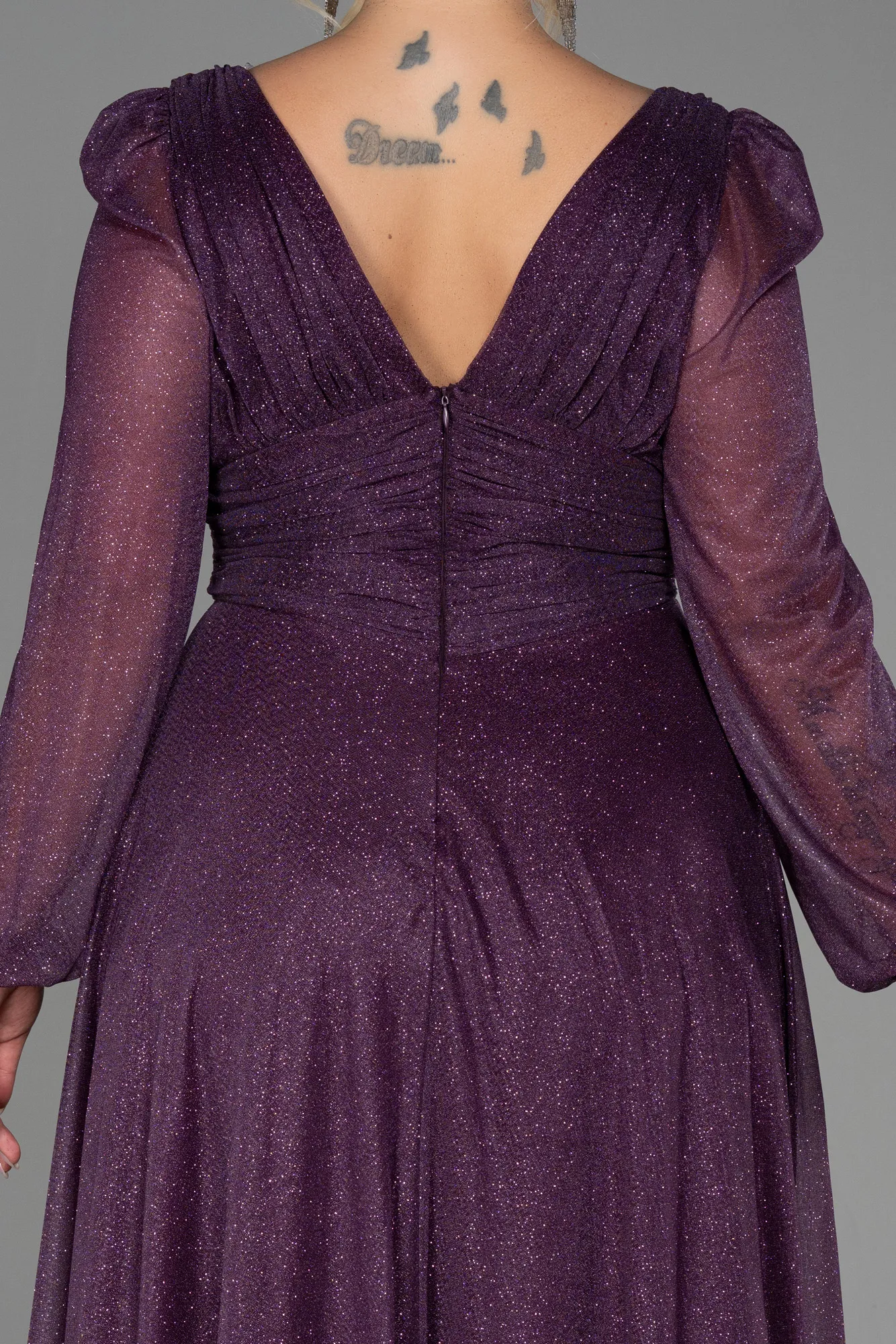 Purple-Long Oversized Evening Dress ABU3218