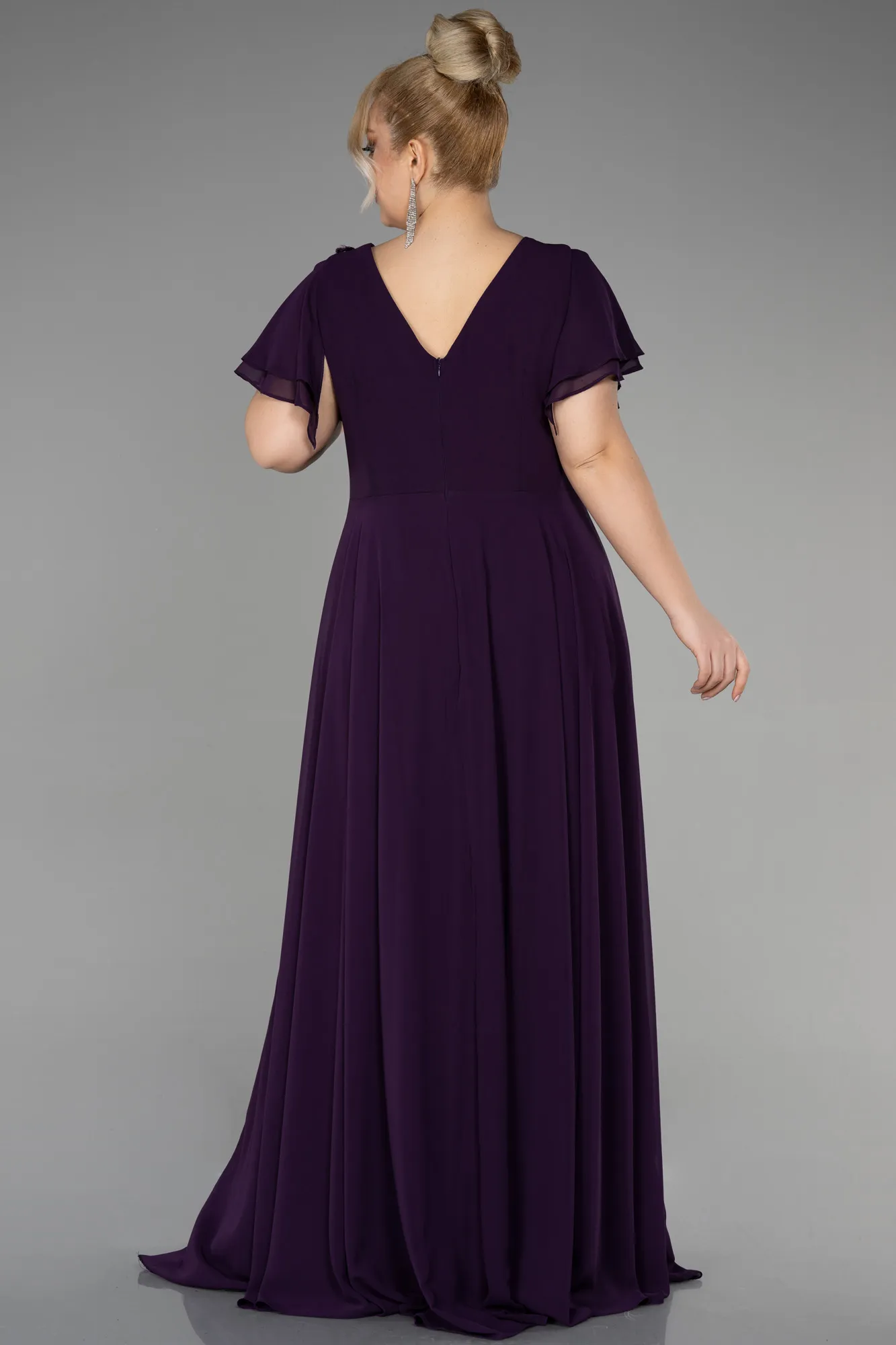 Purple-Long Plus Size Evening Dress ABU1562