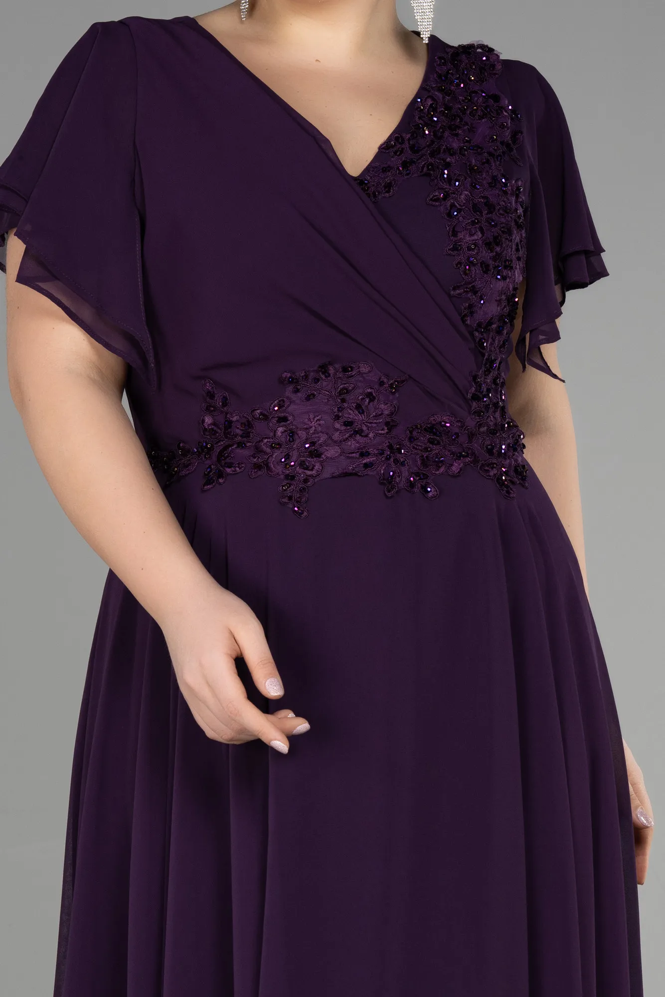 Purple-Long Plus Size Evening Dress ABU1562