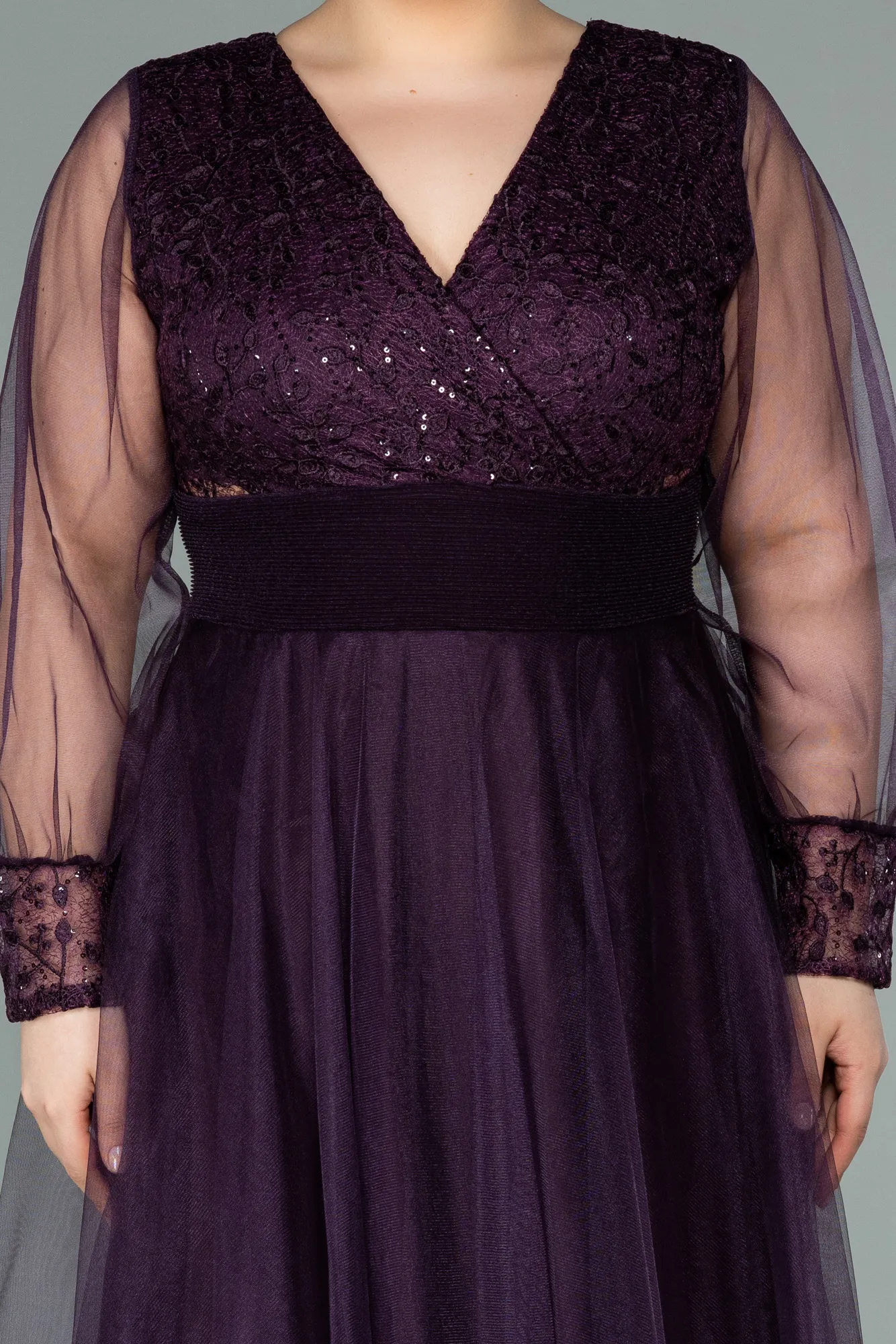 Purple-Long Plus Size Evening Dress ABU2196