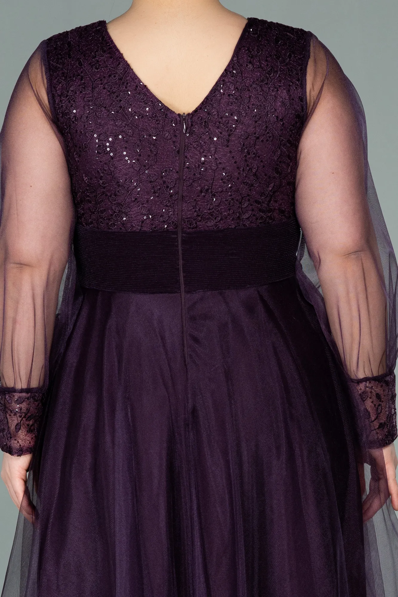 Purple-Long Plus Size Evening Dress ABU2196