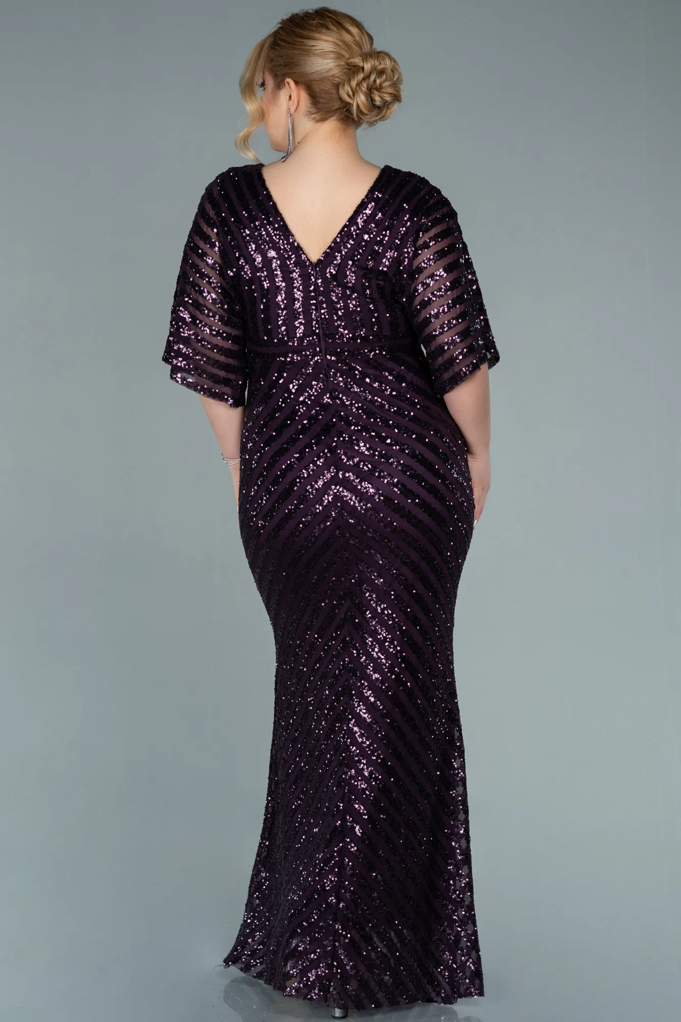 Purple-Long Plus Size Evening Dress ABU2309