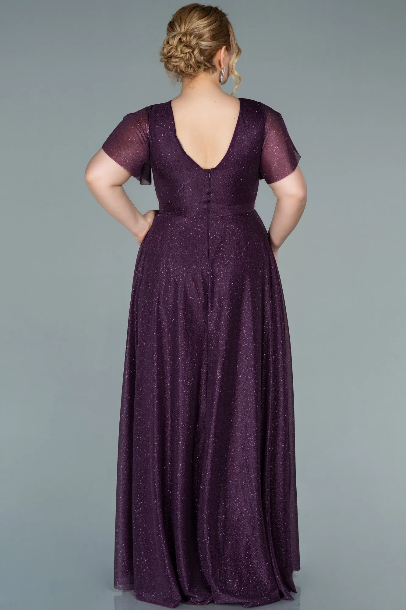 Purple-Long Plus Size Evening Dress ABU2310