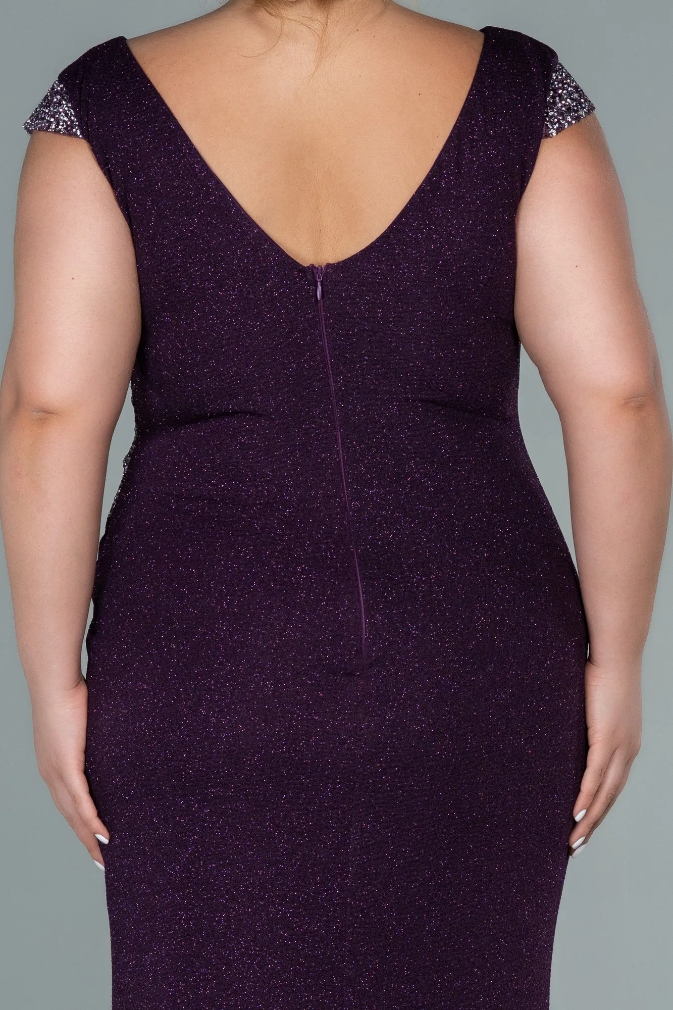 Purple-Long Plus Size Evening Dress ABU2438