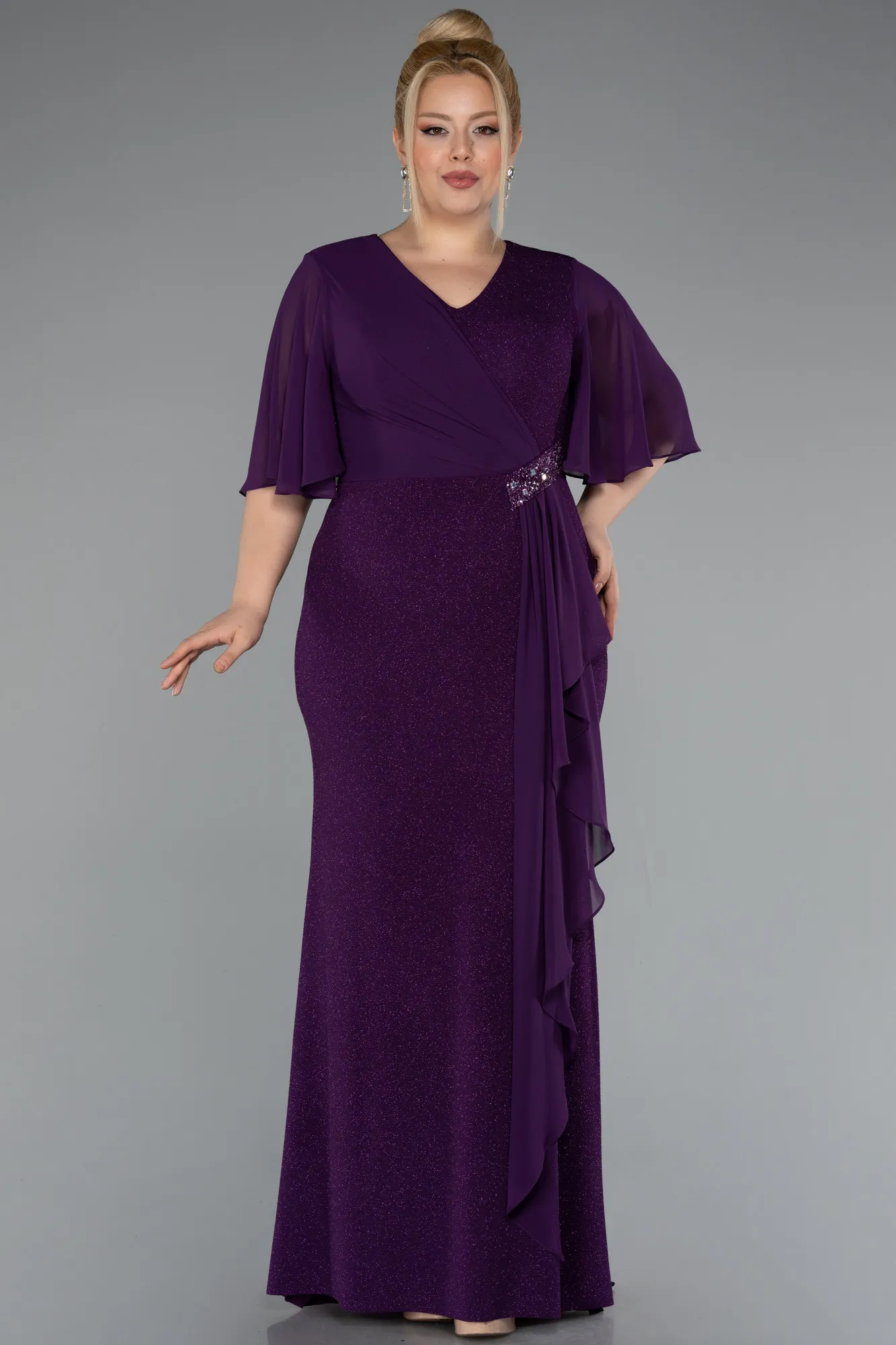 Purple-Long Plus Size Evening Dress ABU2651