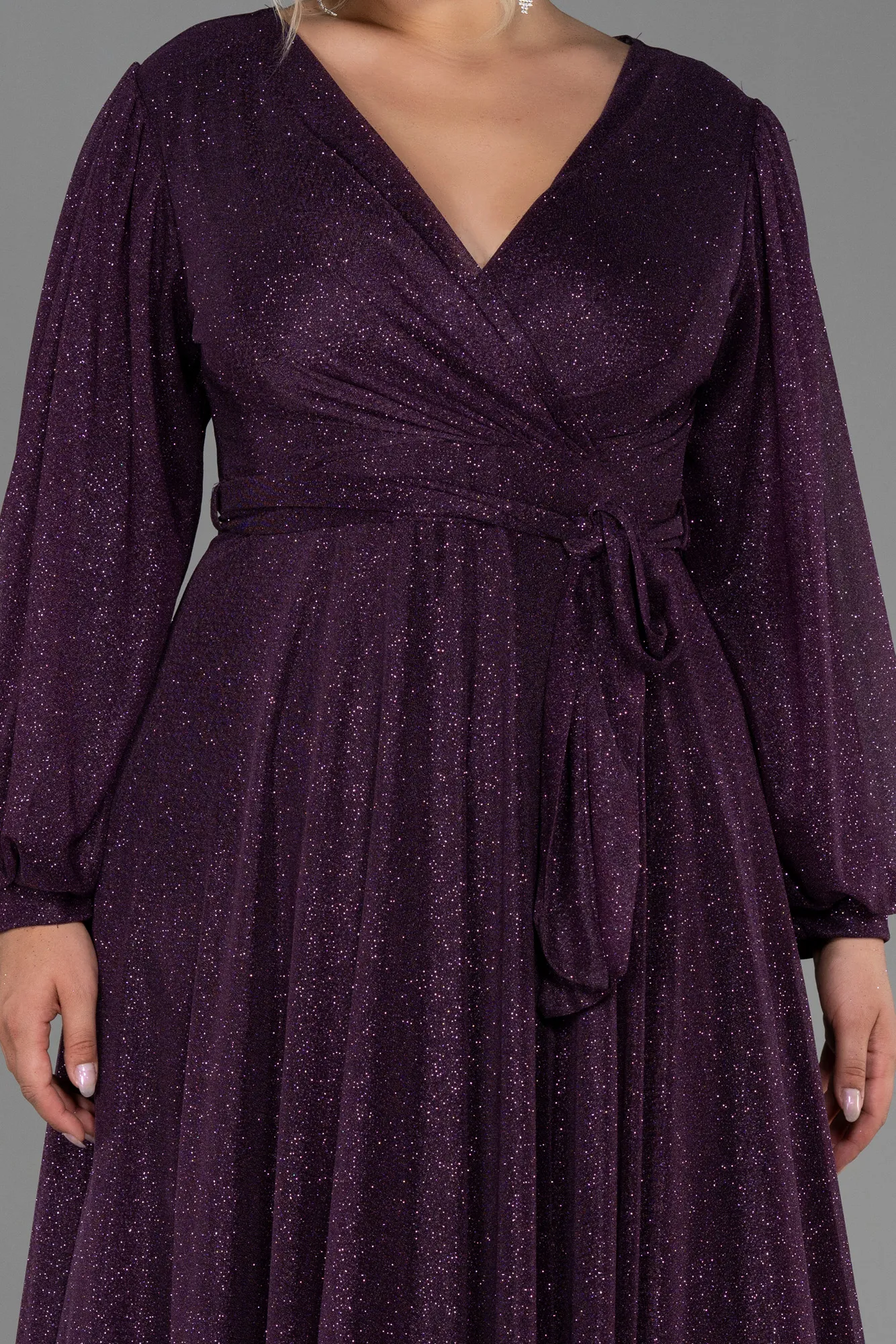 Purple-Long Plus Size Evening Dress ABU2962