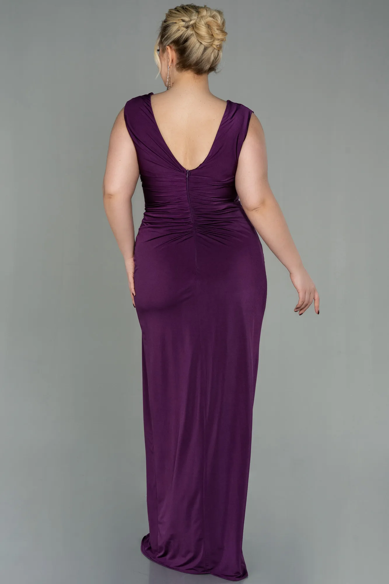 Purple-Long Plus Size Evening Dress ABU2974