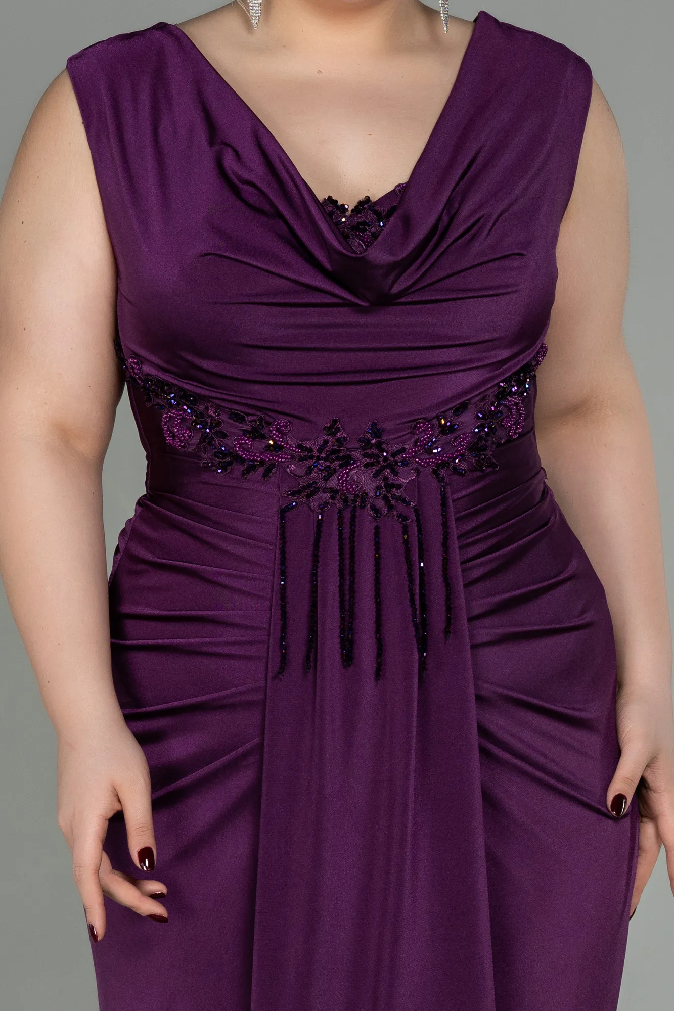 Purple-Long Plus Size Evening Dress ABU2974