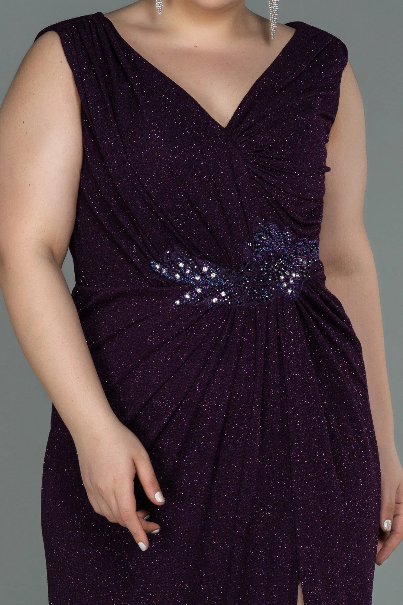Purple-Long Plus Size Evening Dress ABU3074