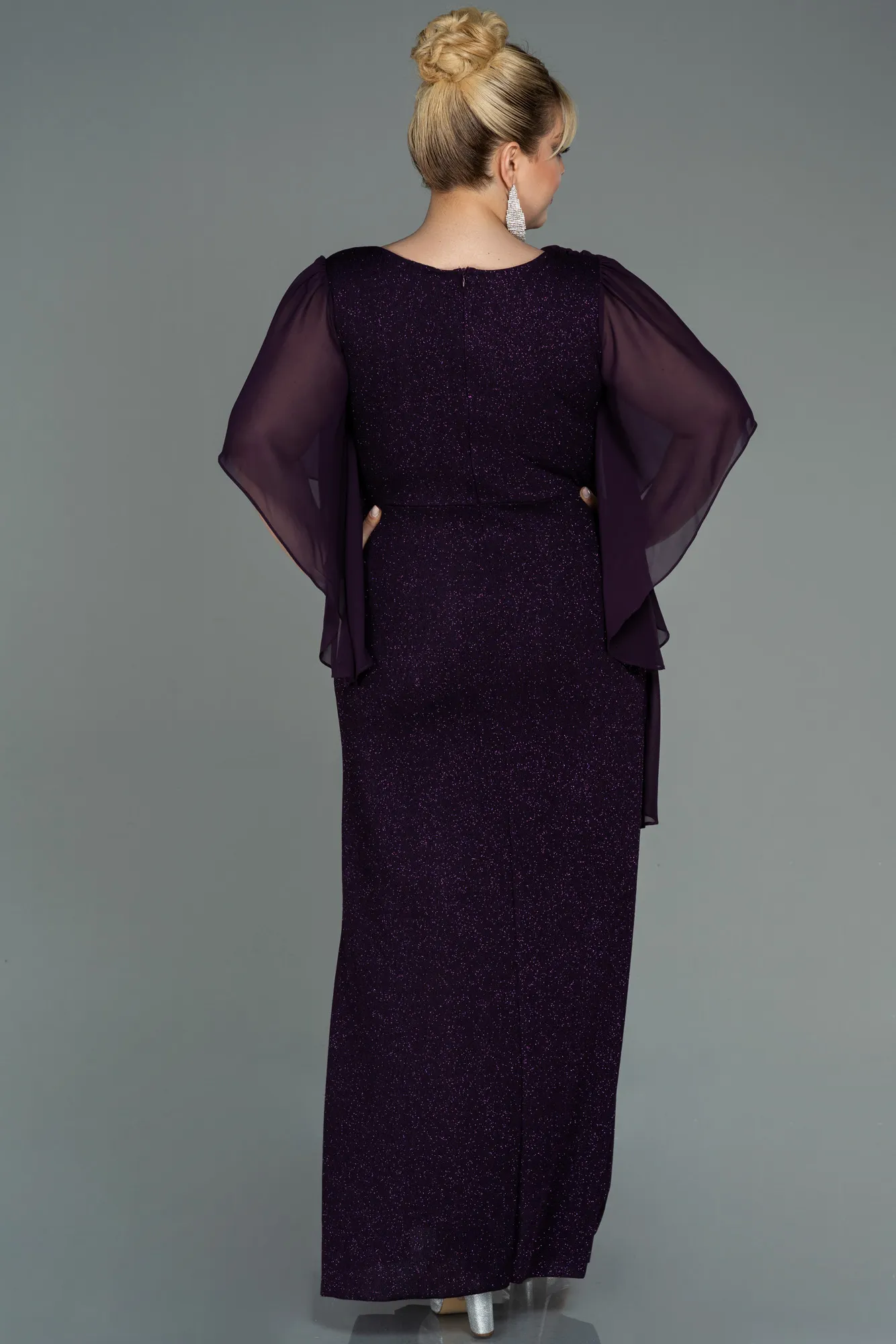 Purple-Long Plus Size Evening Dress ABU3124