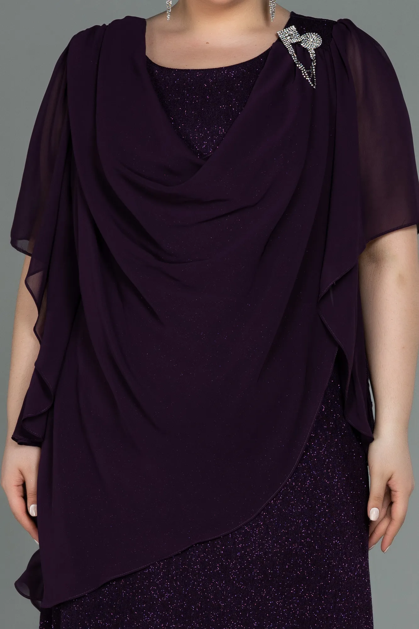 Purple-Long Plus Size Evening Dress ABU3124