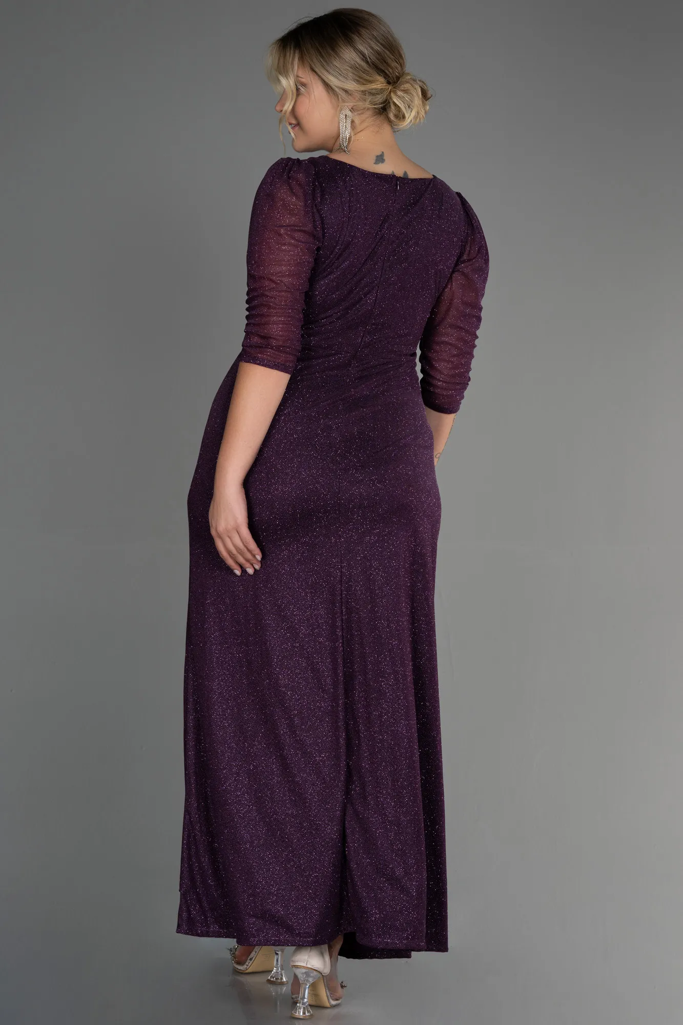 Purple-Long Plus Size Evening Dress ABU3279