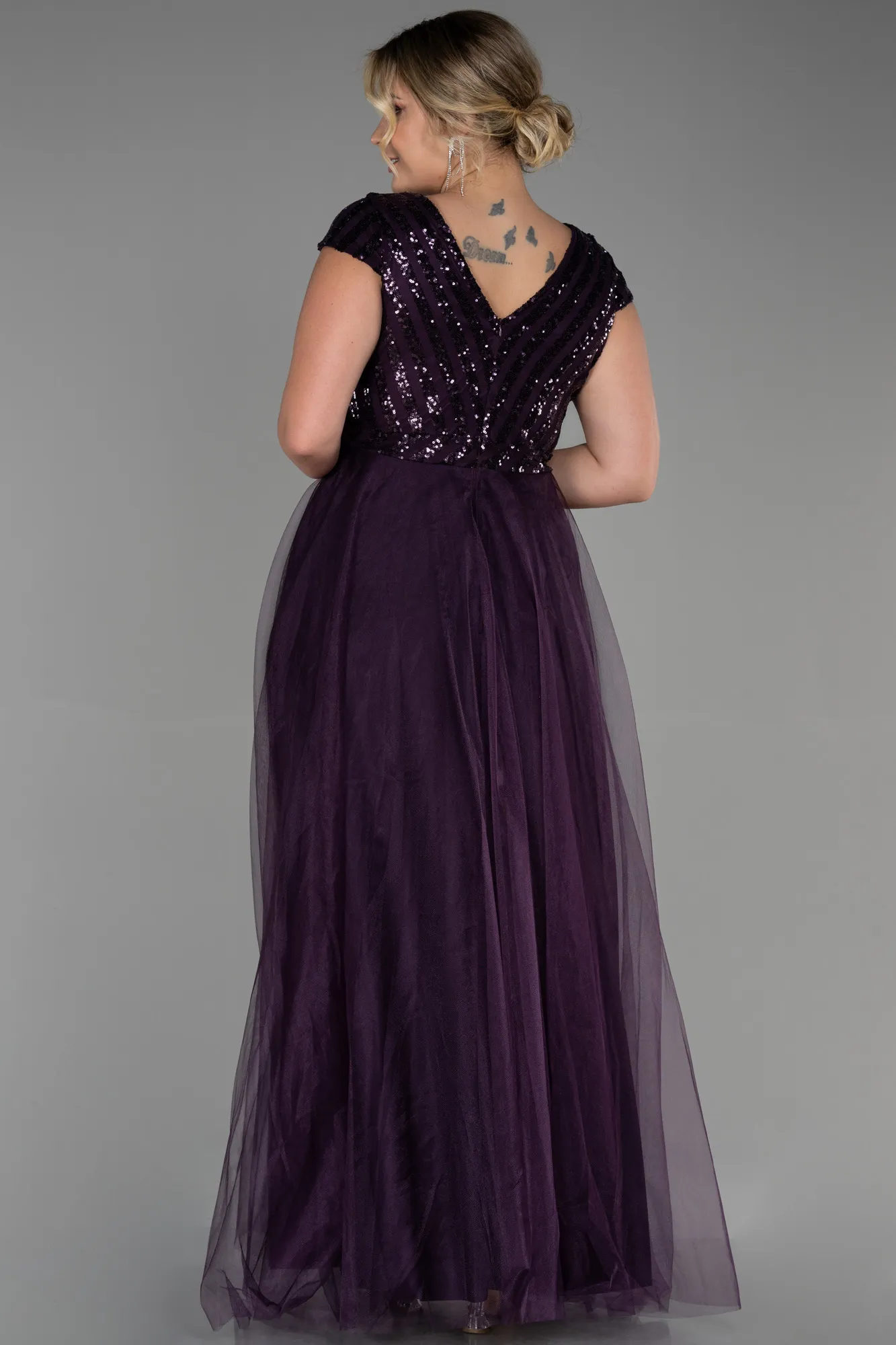 Purple-Long Plus Size Evening Dress ABU3281