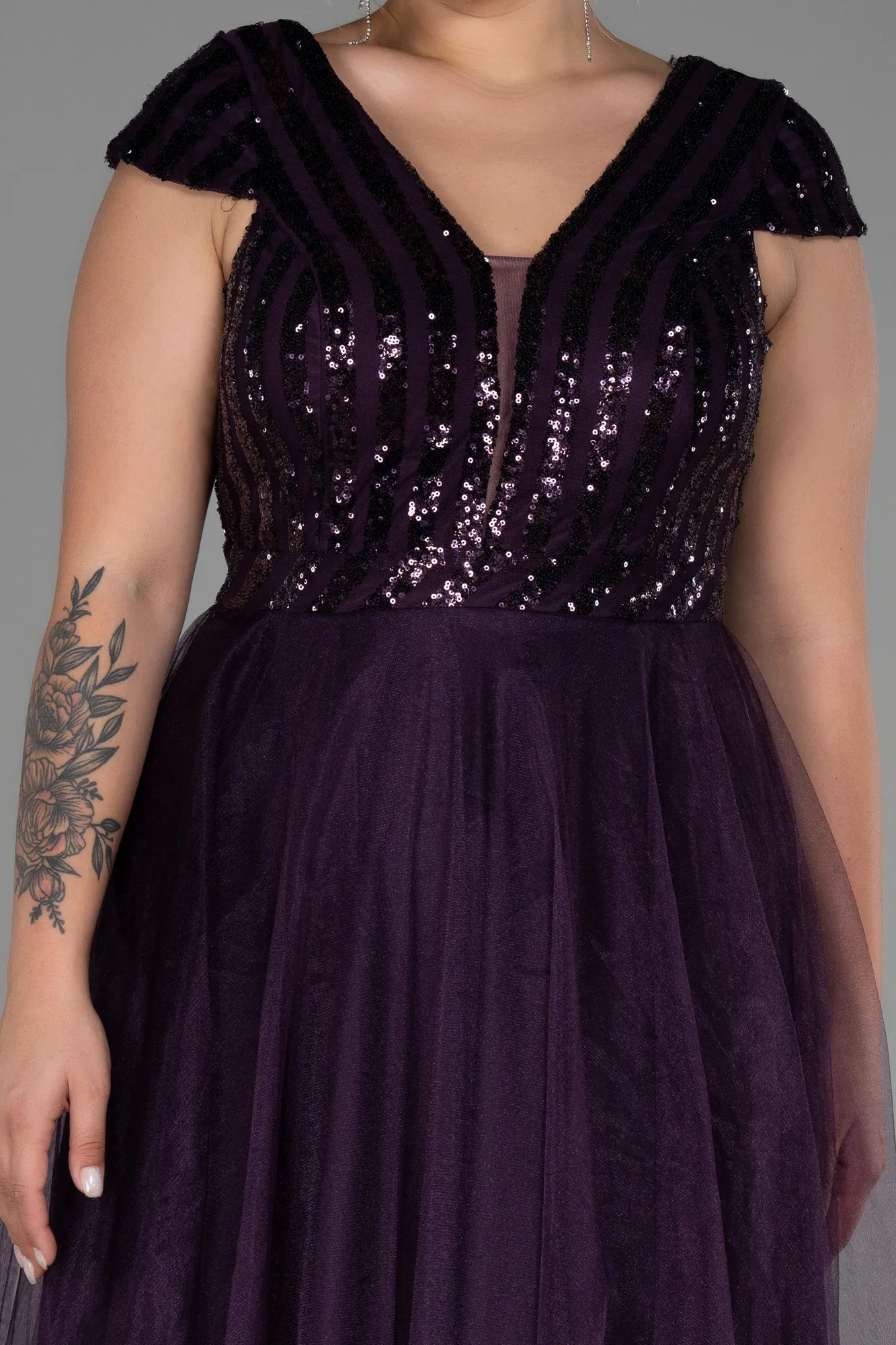 Purple-Long Plus Size Evening Dress ABU3281