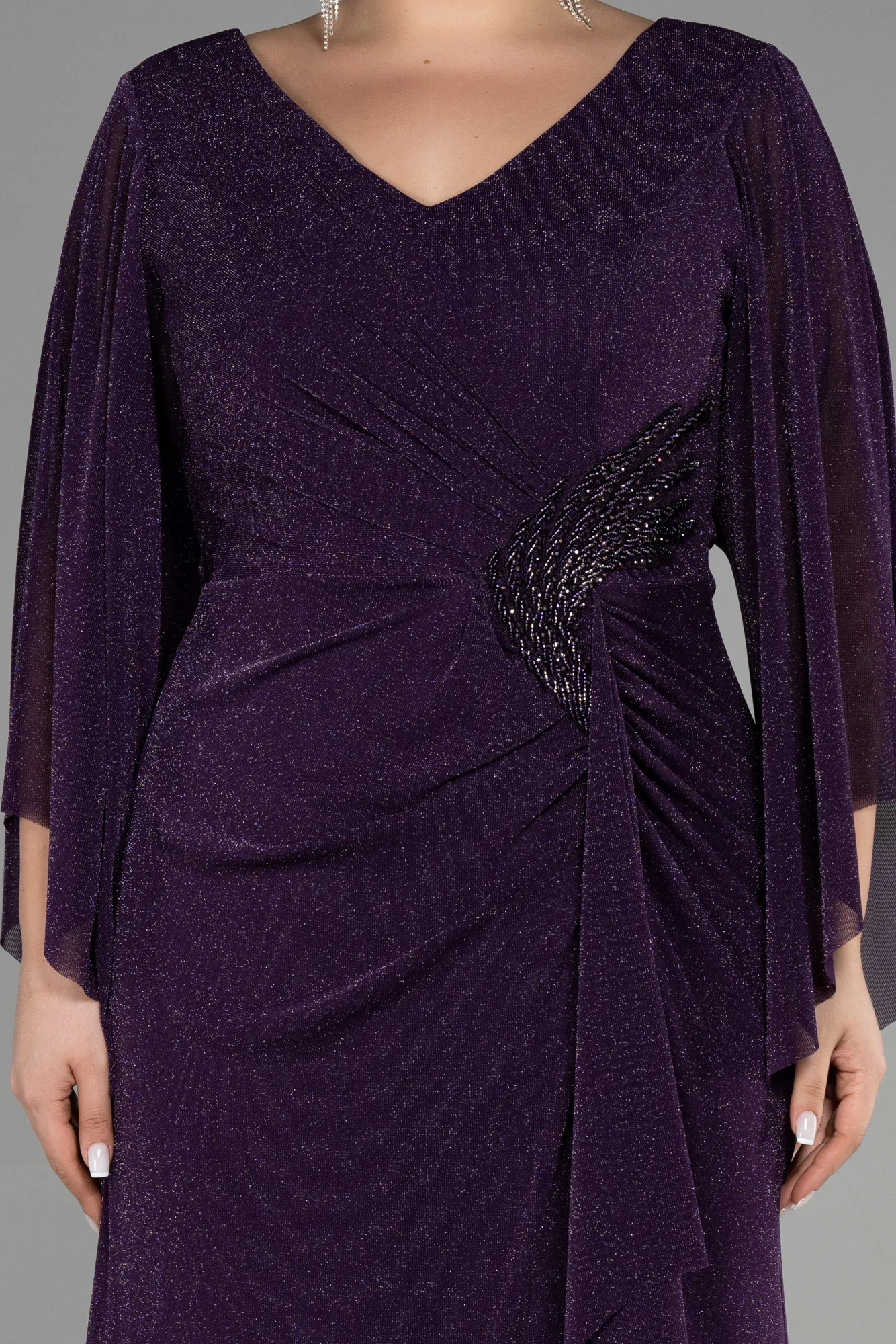 Purple-Long Plus Size Evening Dress ABU3486