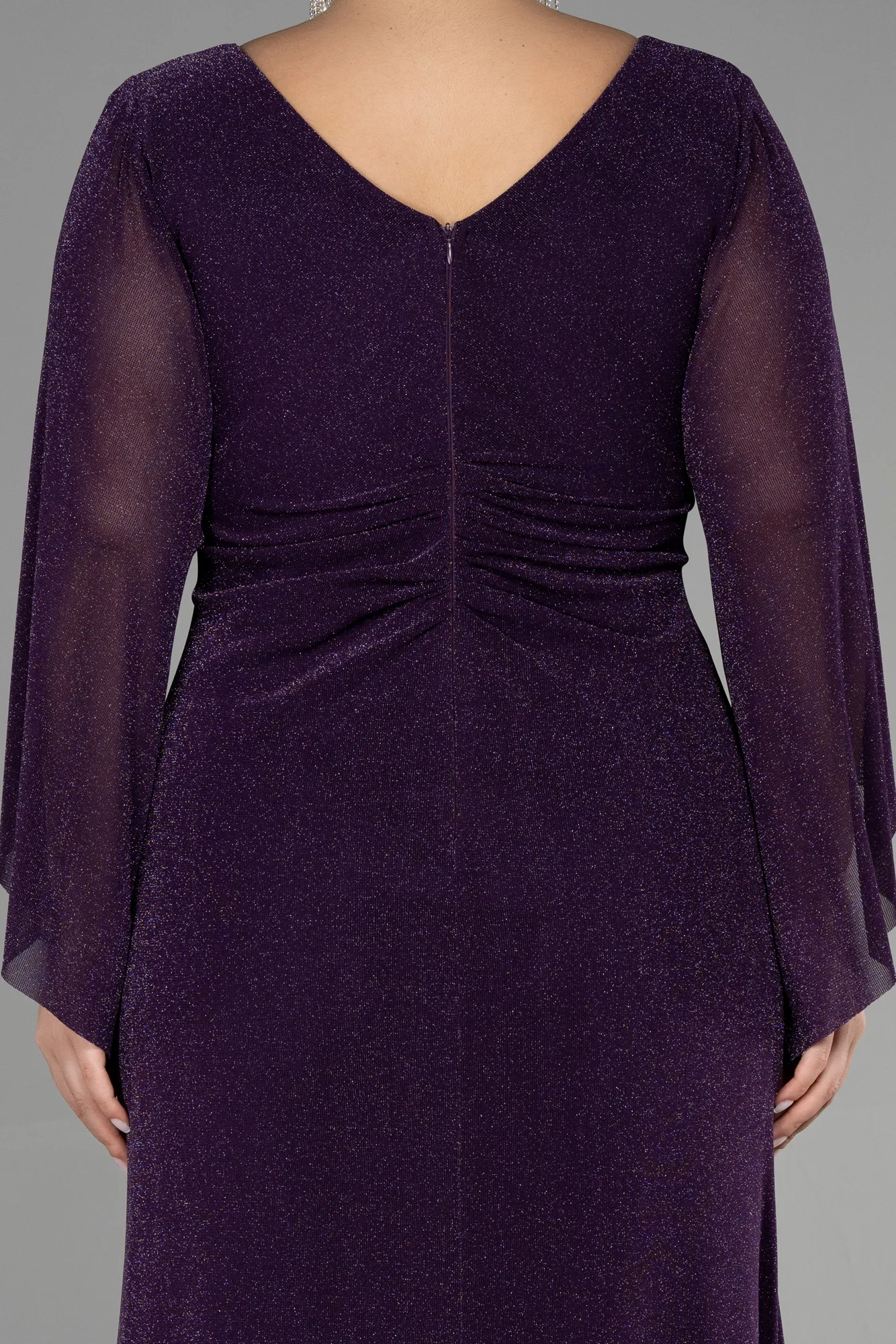 Purple-Long Plus Size Evening Dress ABU3486