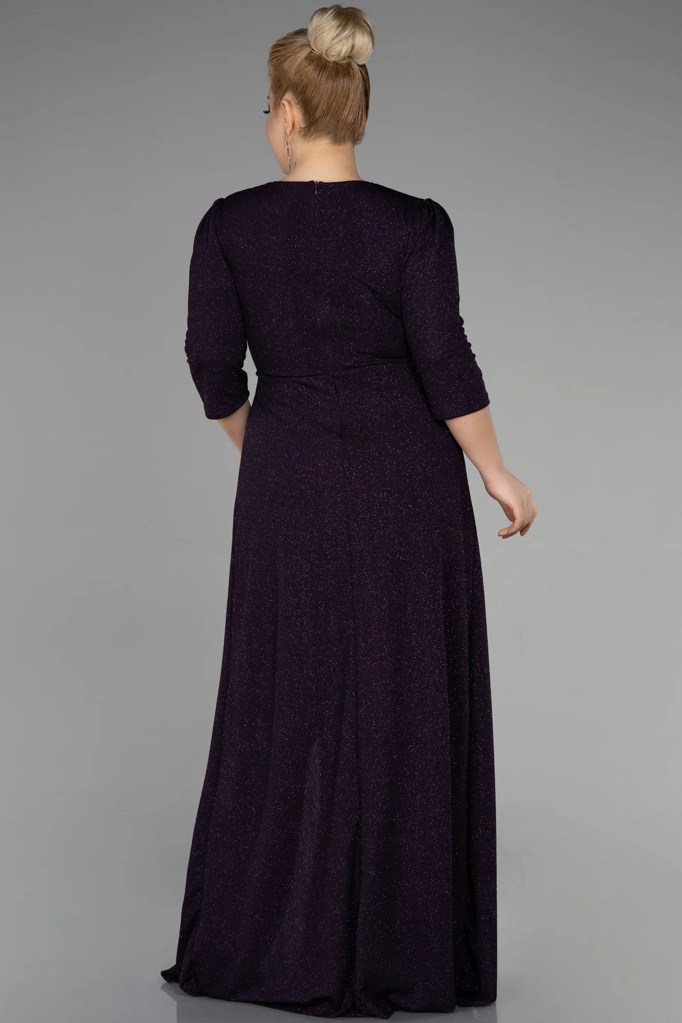 Purple-Long Plus Size Evening Dress ABU3504