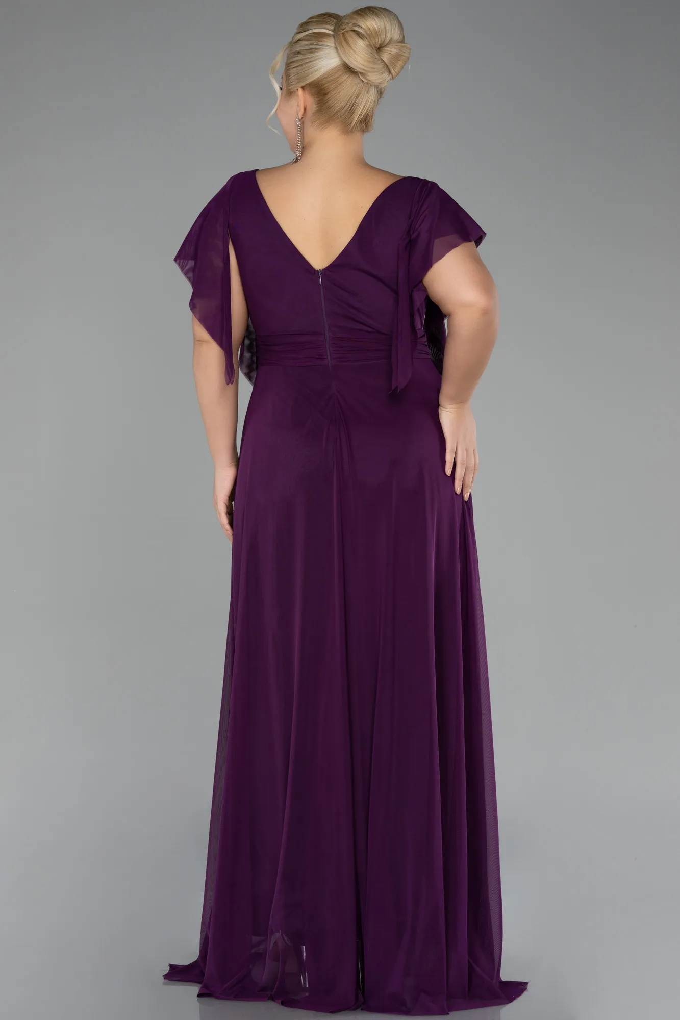 Purple-Long Plus Size Evening Dress ABU4263