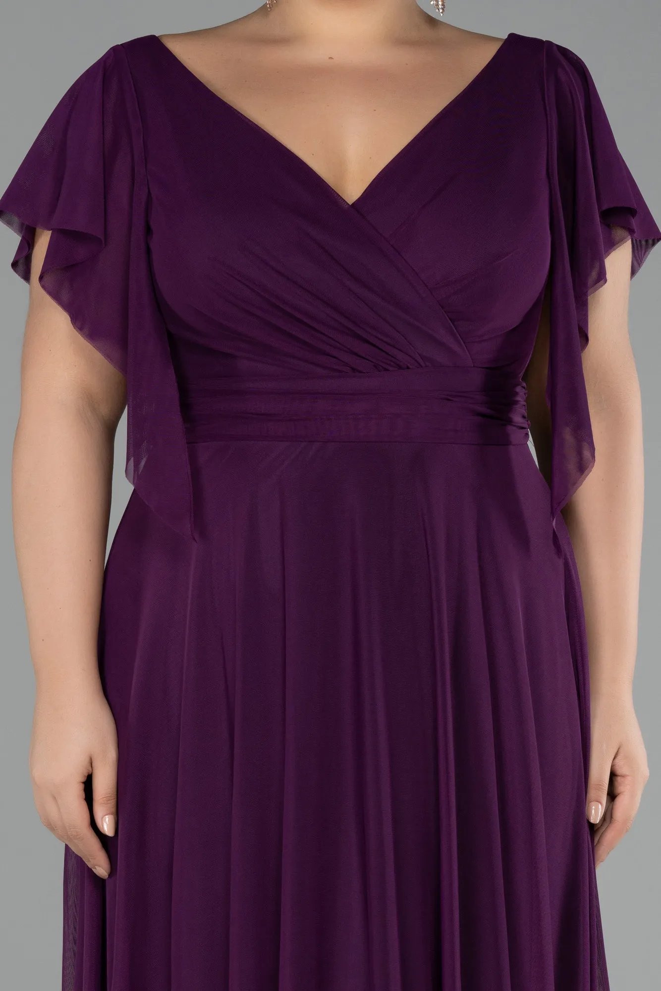 Purple-Long Plus Size Evening Dress ABU4263