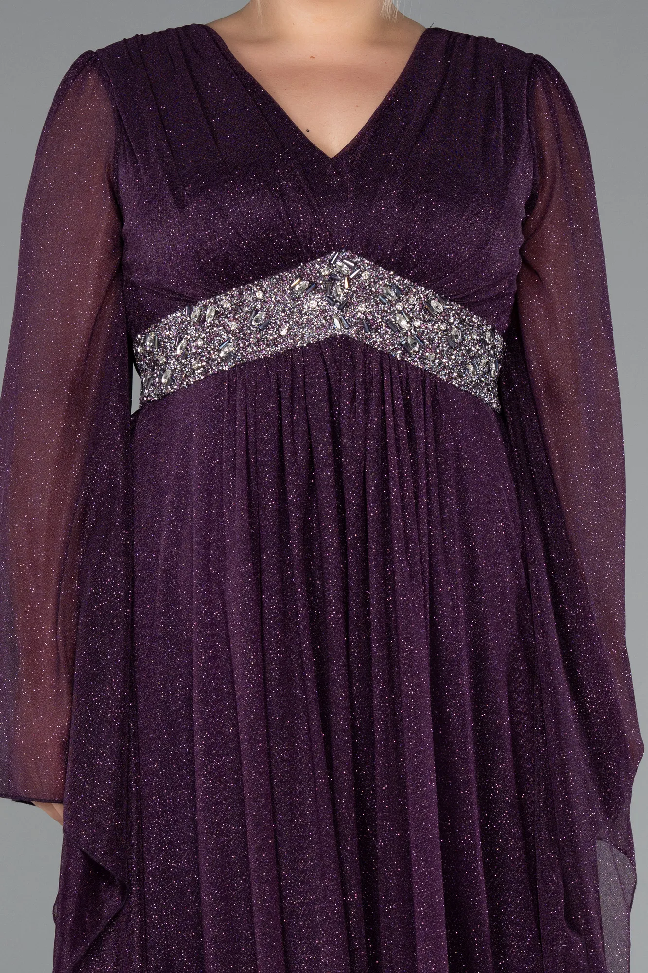 Purple-Long Plus Size Evening Dress ABU5087