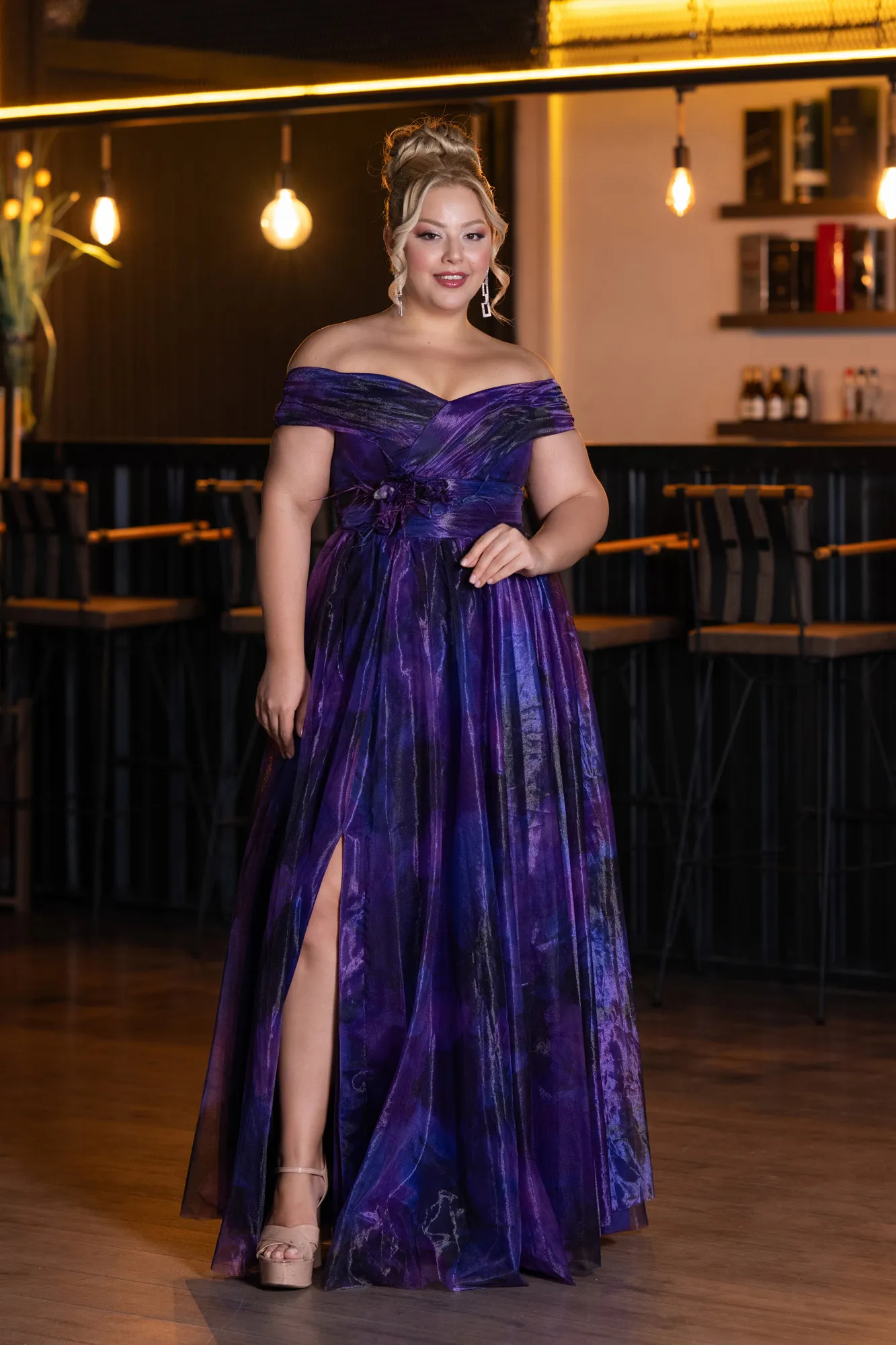 Purple-Long Plus Size Evening Gown ABU5263