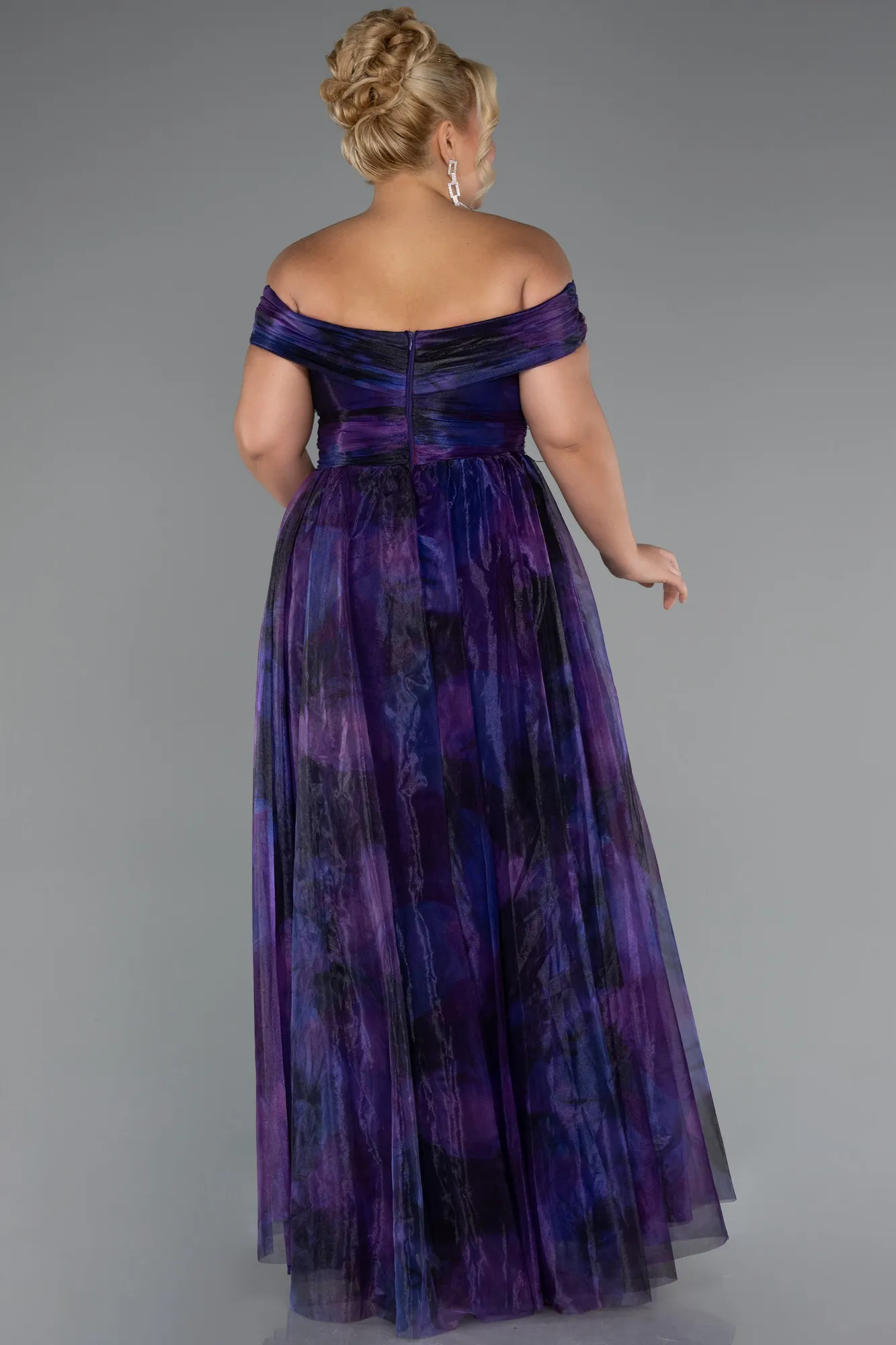 Purple-Long Plus Size Evening Gown ABU5263