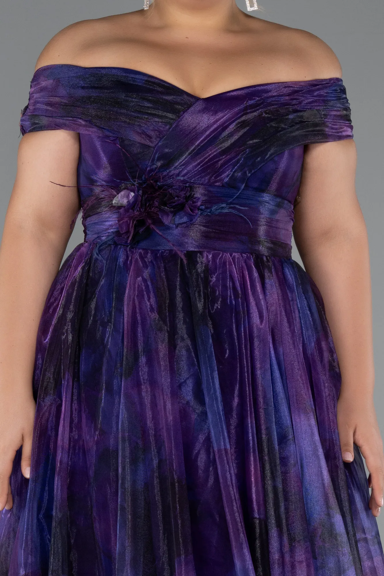 Purple-Long Plus Size Evening Gown ABU5263