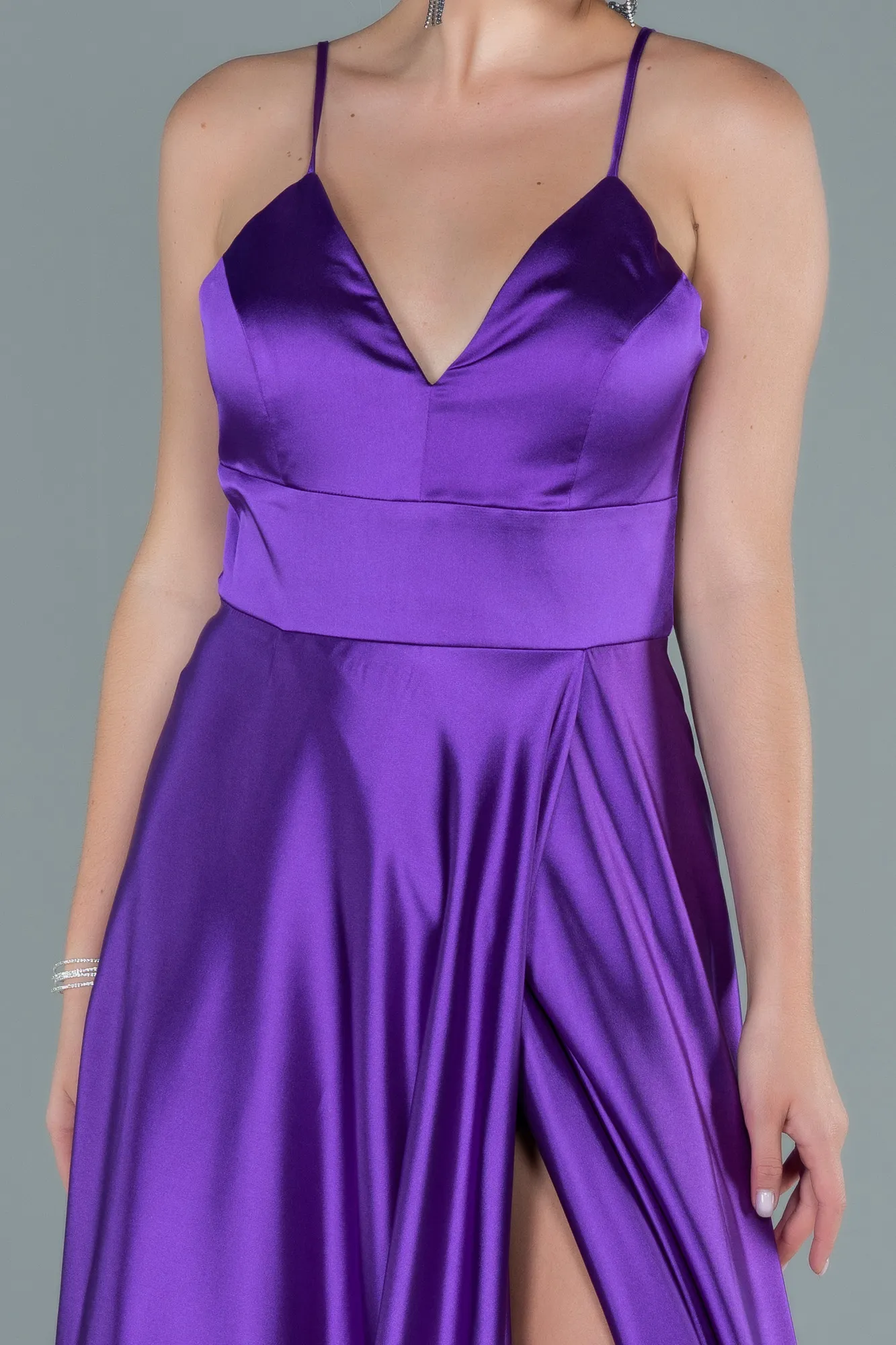 Purple-Long Satin Evening Dress ABU1458