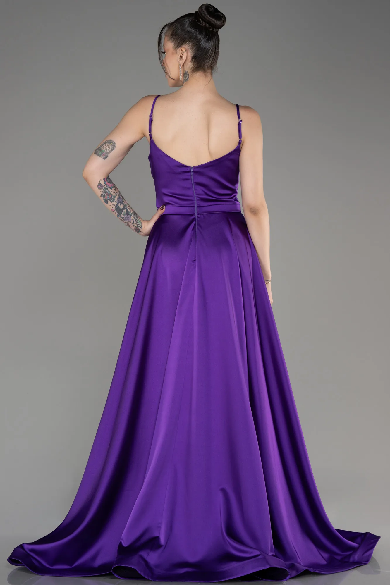 Purple-Long Satin Evening Dress ABU1601