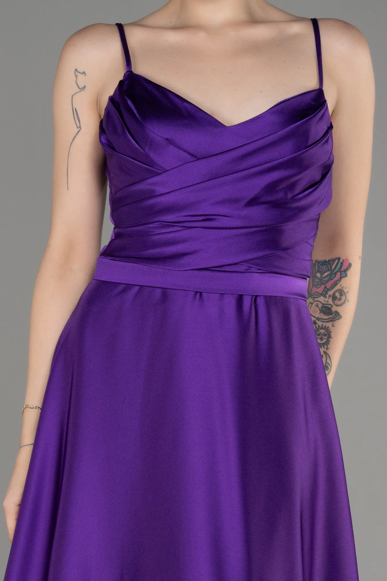 Purple-Long Satin Evening Dress ABU1601