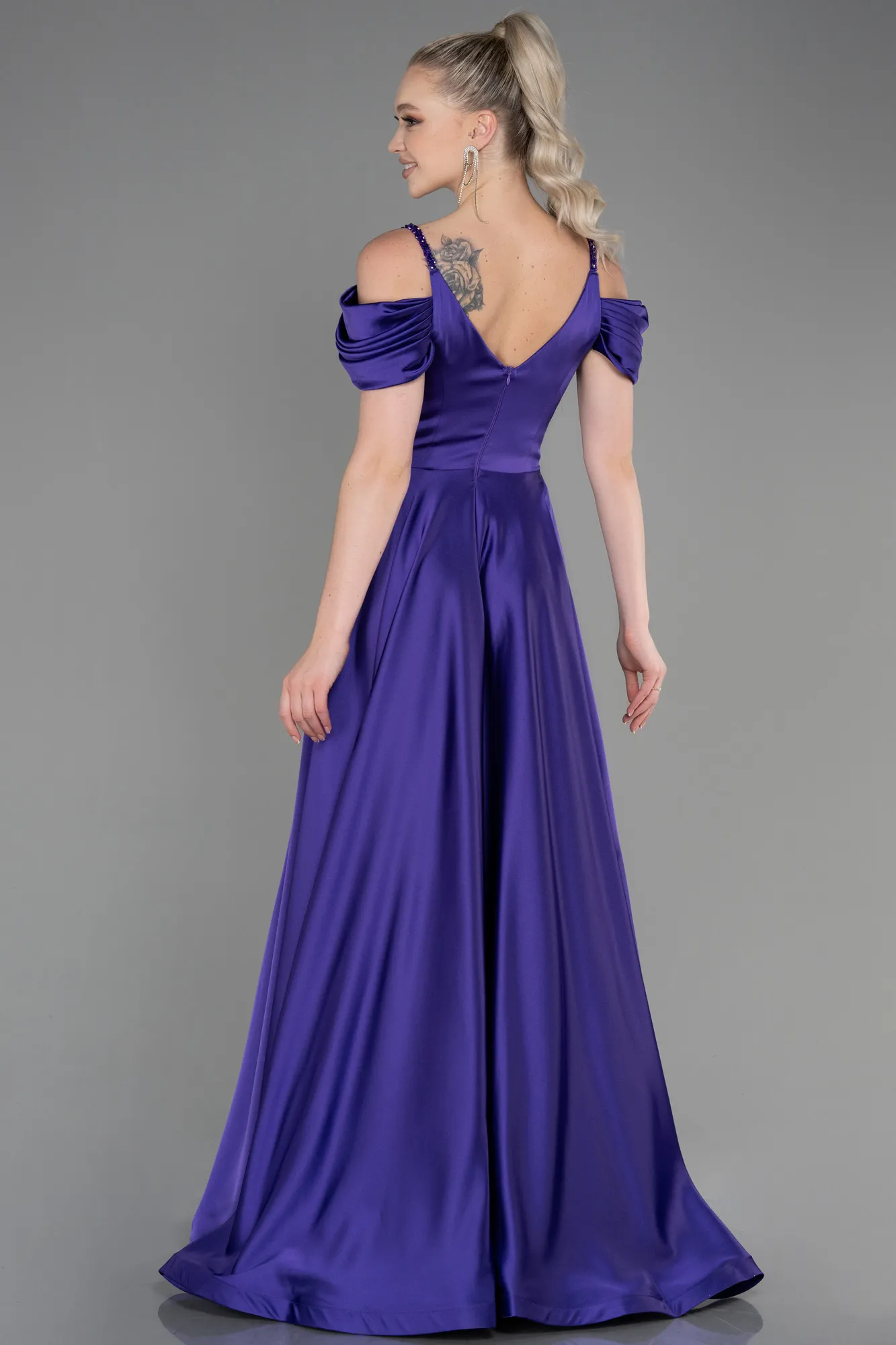 Purple-Long Satin Evening Dress ABU3226