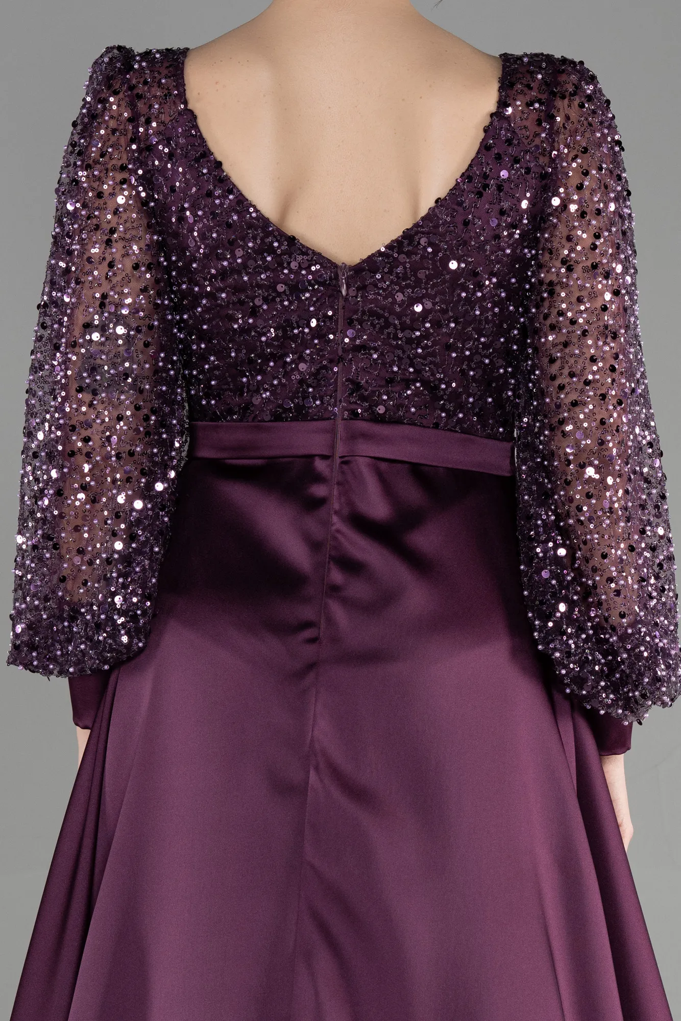 Purple-Long Satin Evening Dress ABU3513