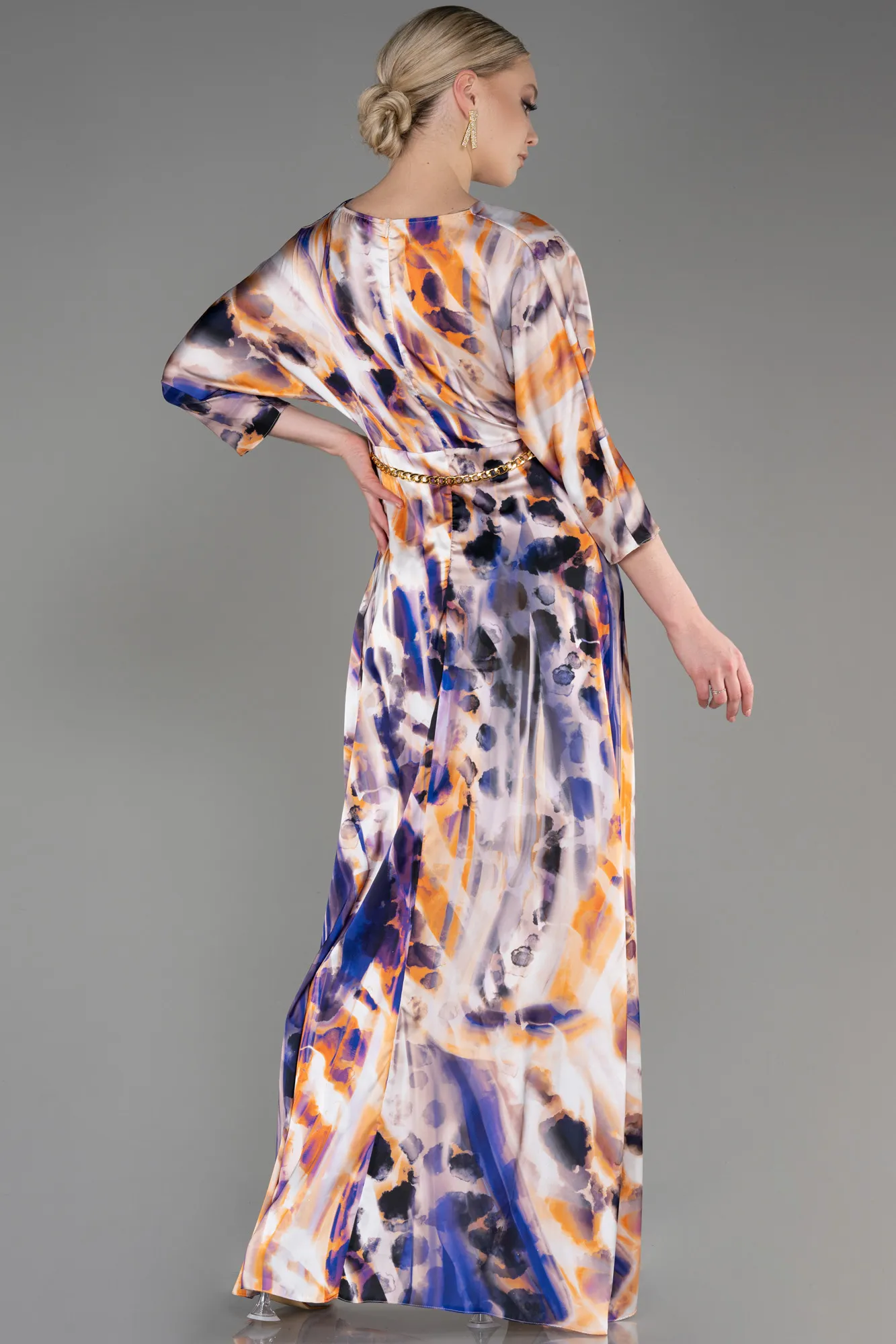 Purple-Long Satin Evening Dress ABU3760