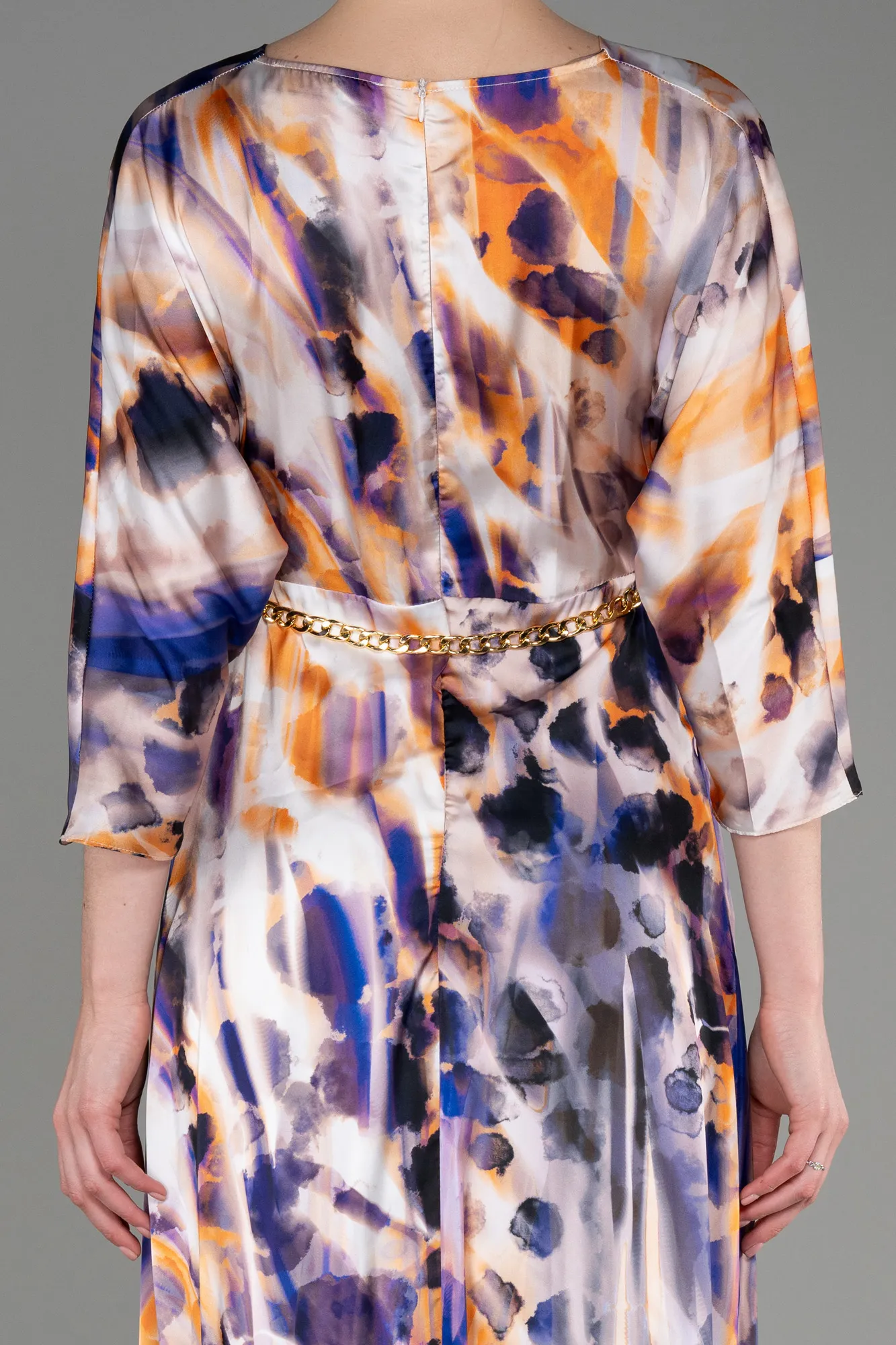 Purple-Long Satin Evening Dress ABU3760