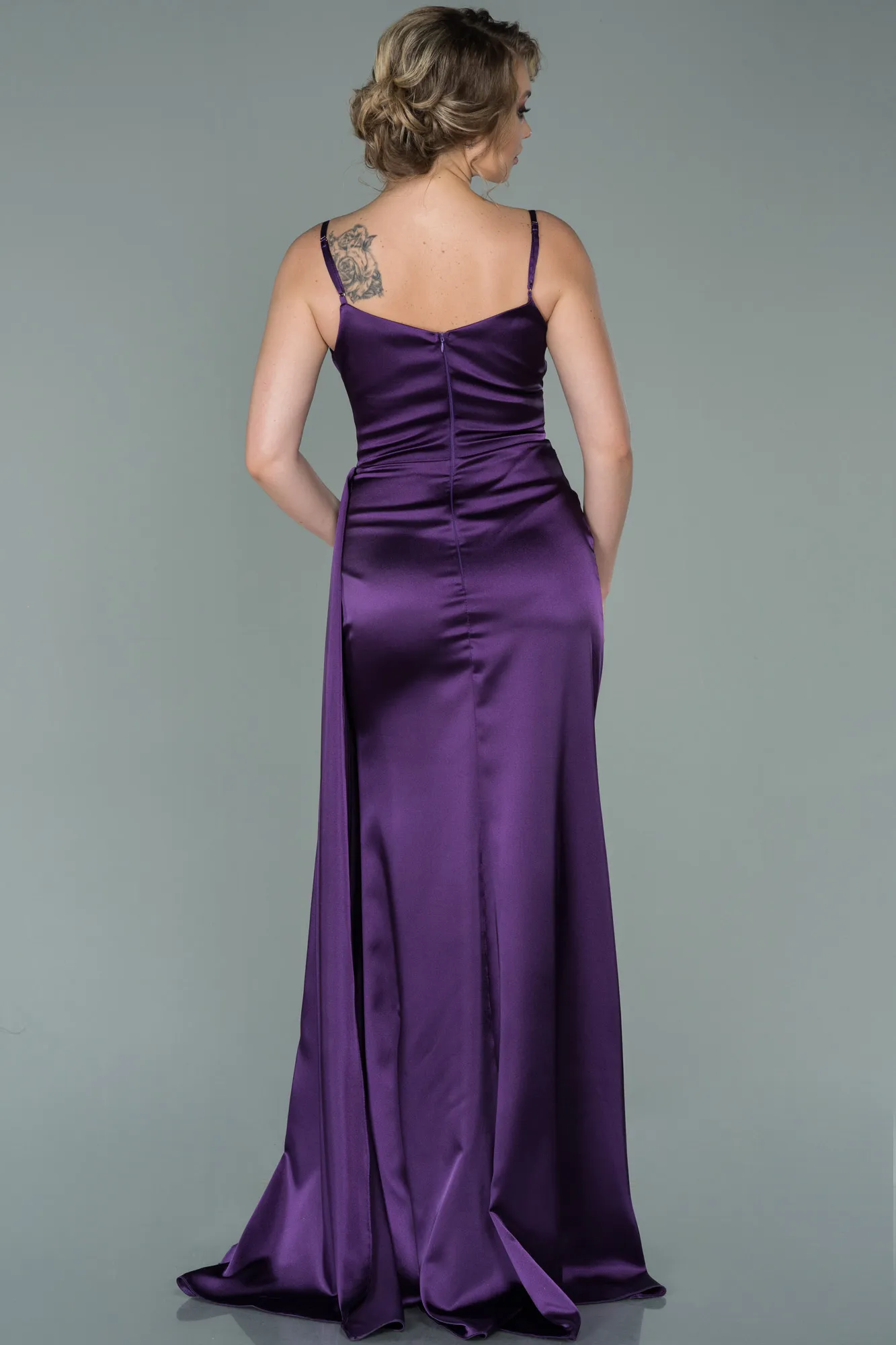 Purple-Long Satin Mermaid Evening Dress ABU1894
