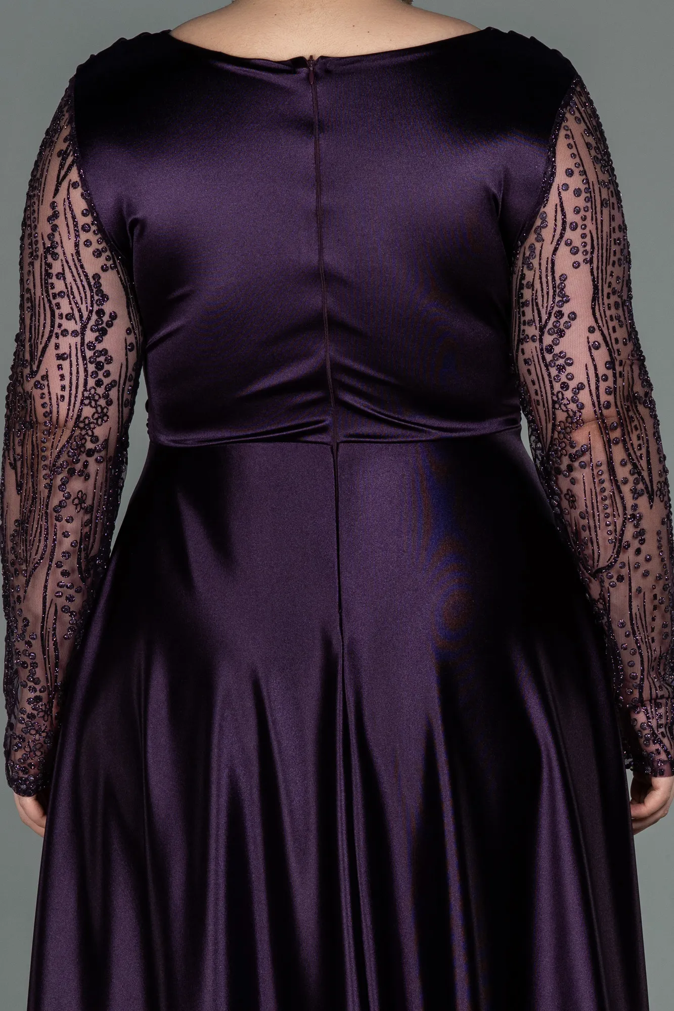 Purple-Long Satin Oversized Evening Dress ABU2641