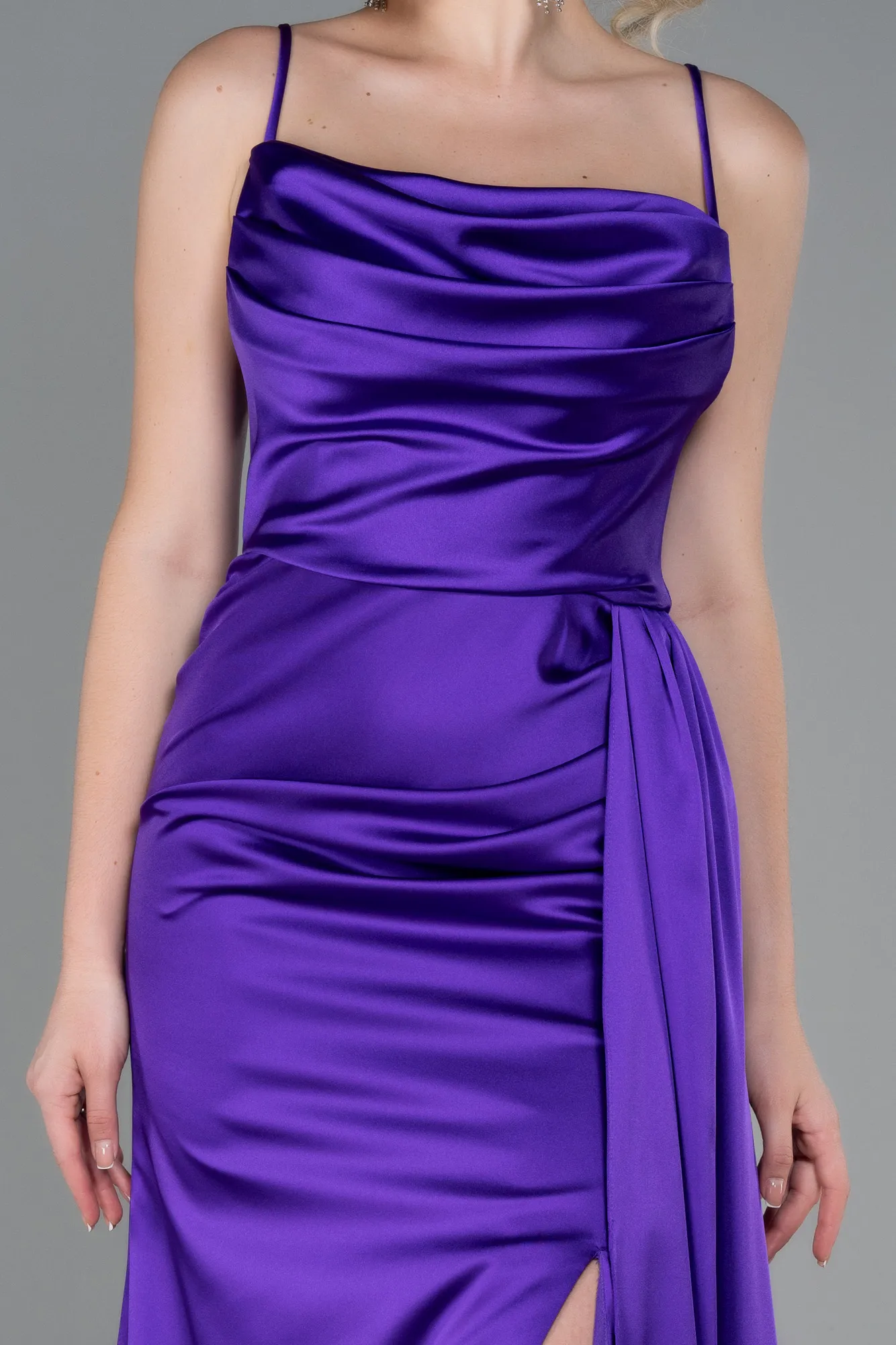 Purple-Long Satin Prom Gown ABU3267