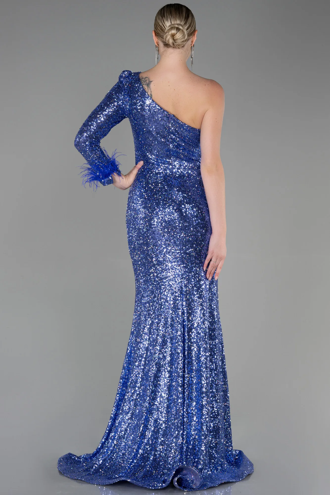 Purple-Long Scaly Mermaid Prom Dress ABU3229