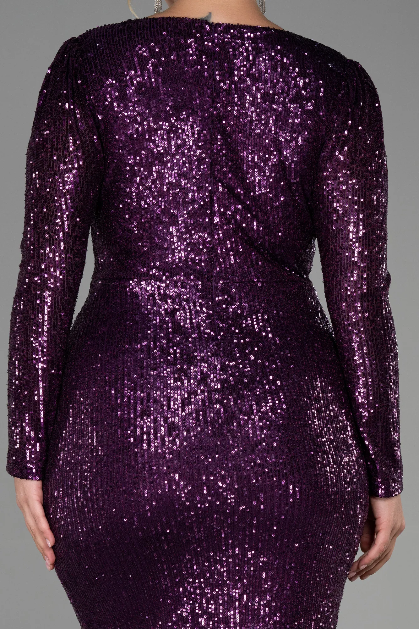 Purple-Long Scaly Plus Size Evening Dress ABU3340