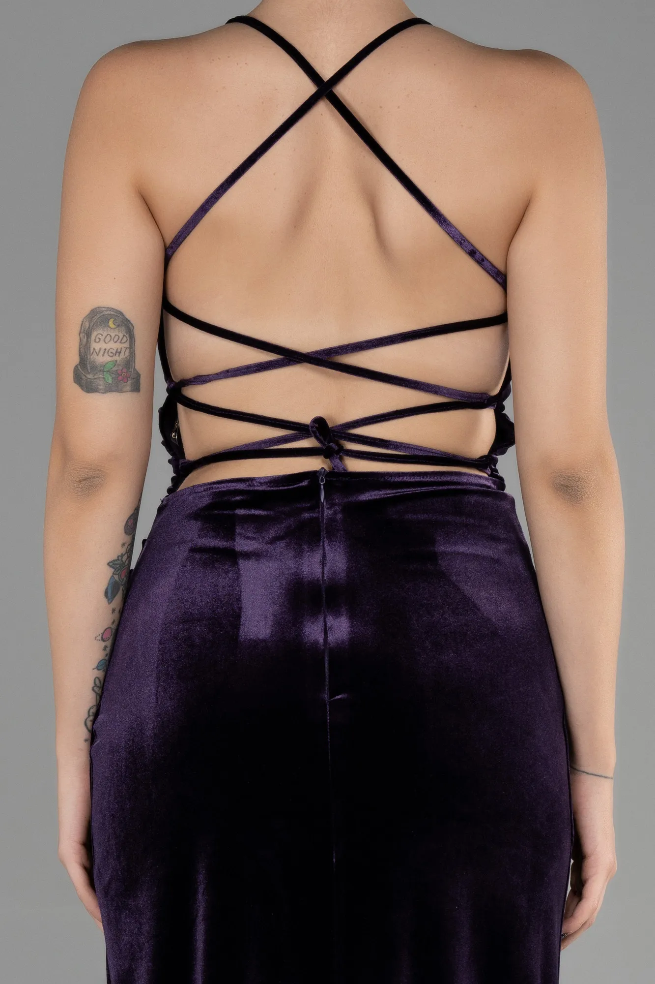 Purple-Long Velvet Evening Dress ABU3366