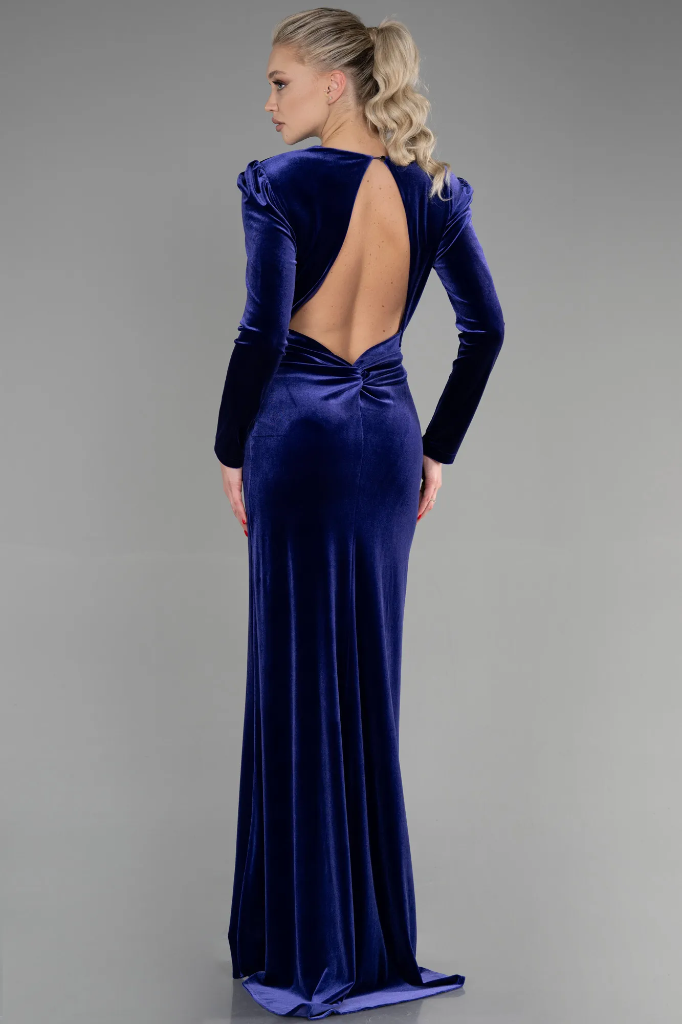Purple-Long Velvet Evening Dress ABU3453
