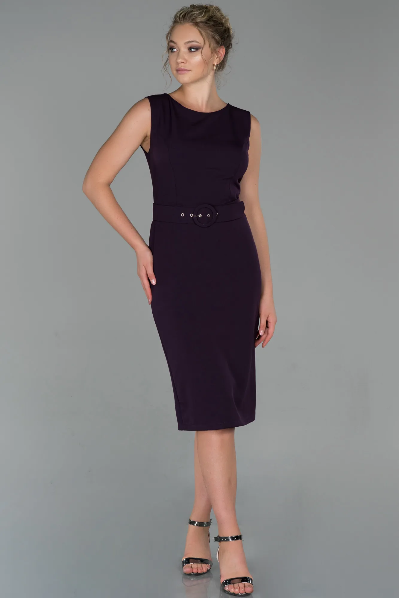 Purple-Midi Invitation Dress ABK1045