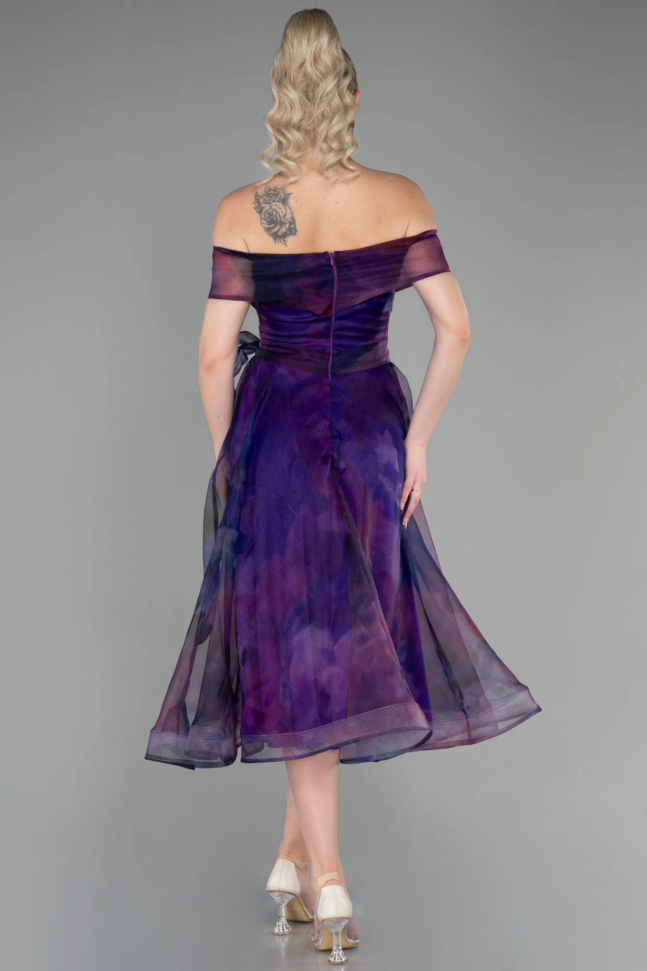 Purple-Midi Invitation Dress ABK1820